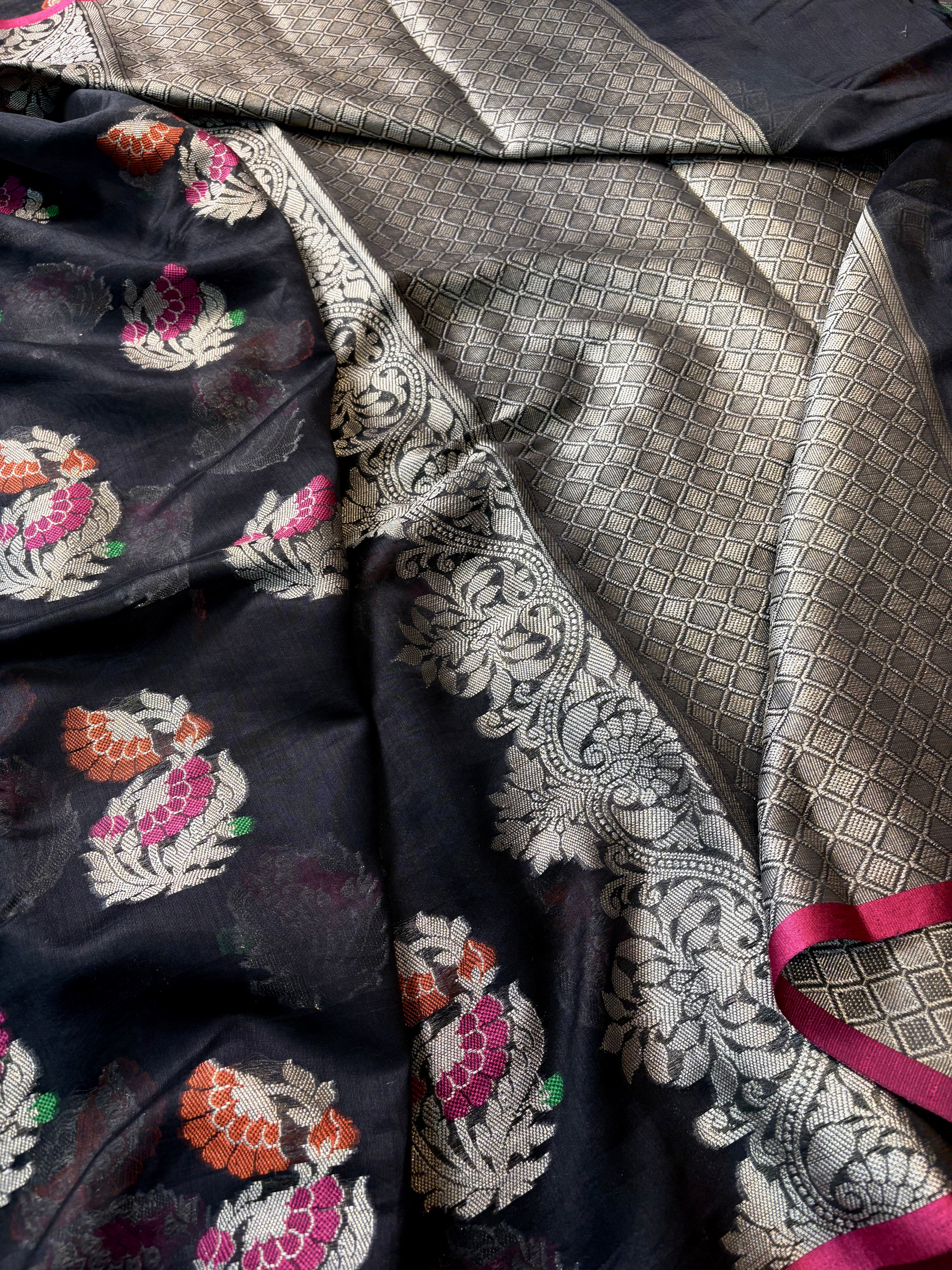 Black Banarasi Fancy Mesrise Meena Saree