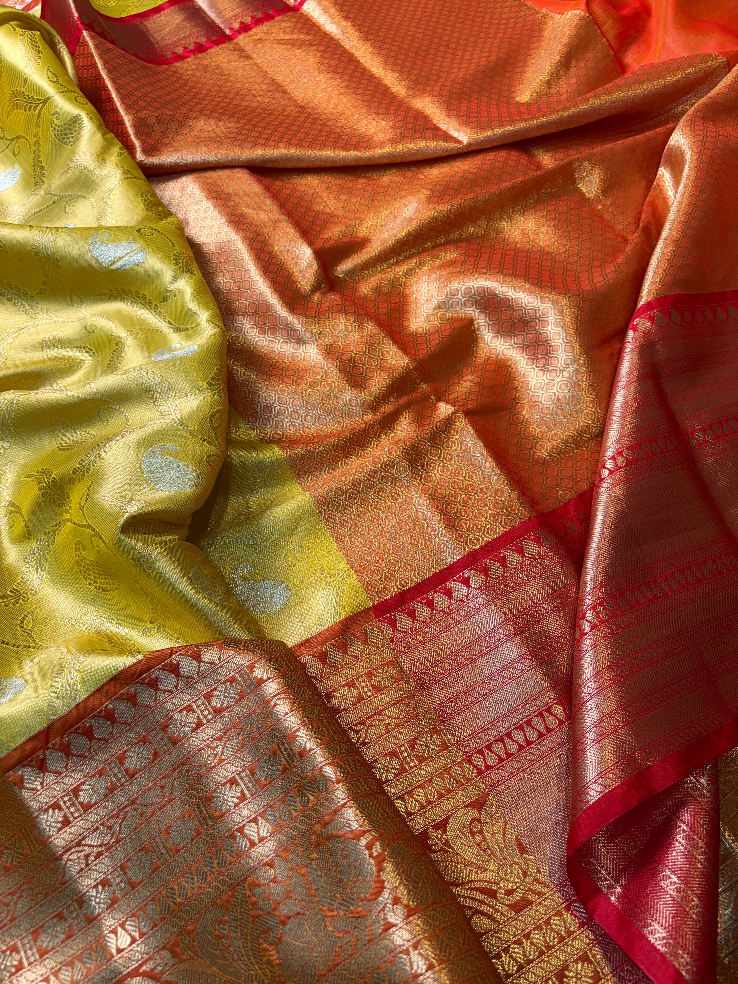Contrast Banarasi Fancy Katan Tissue Alfi Silk Saree