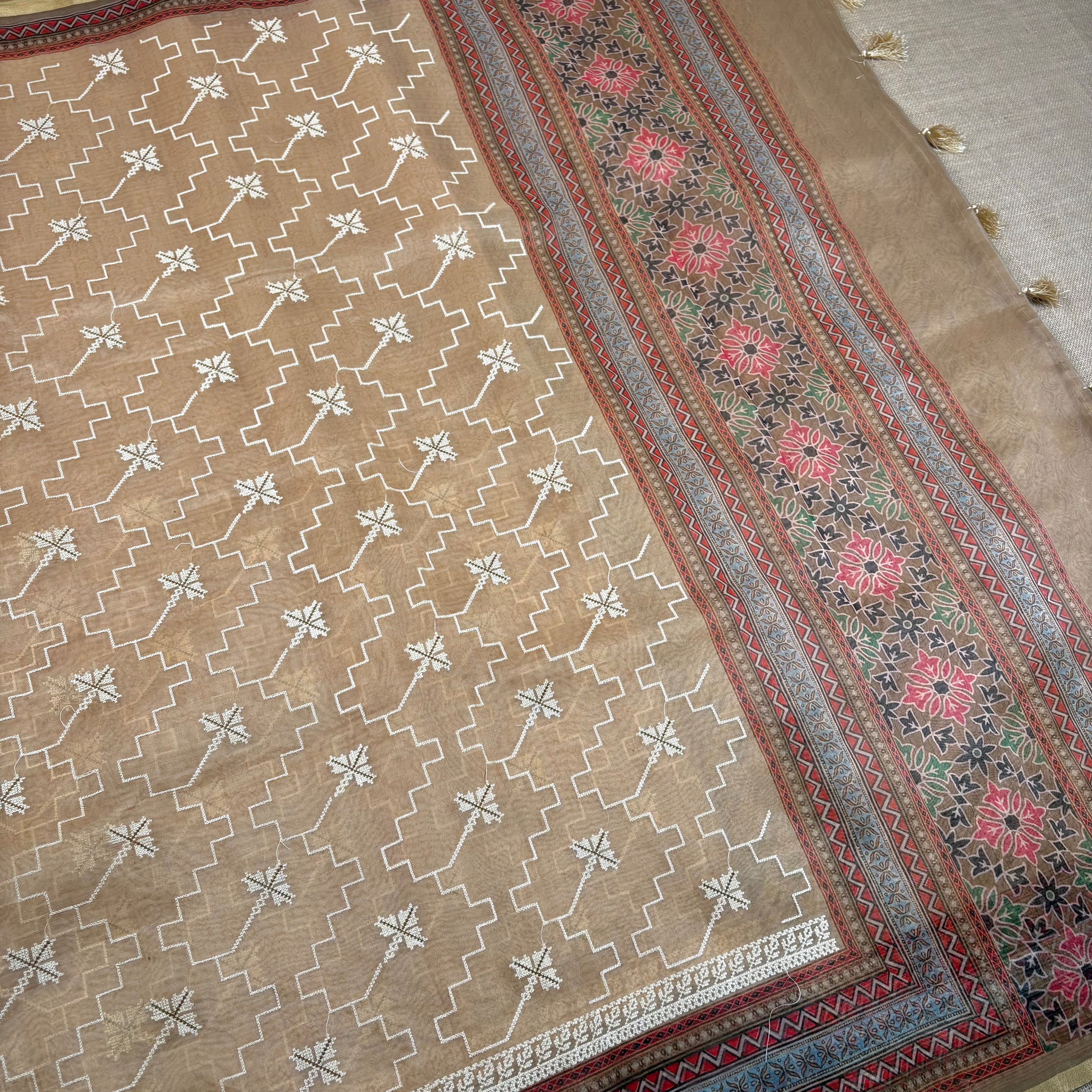 Brown Banarasi Organza Silk Saree