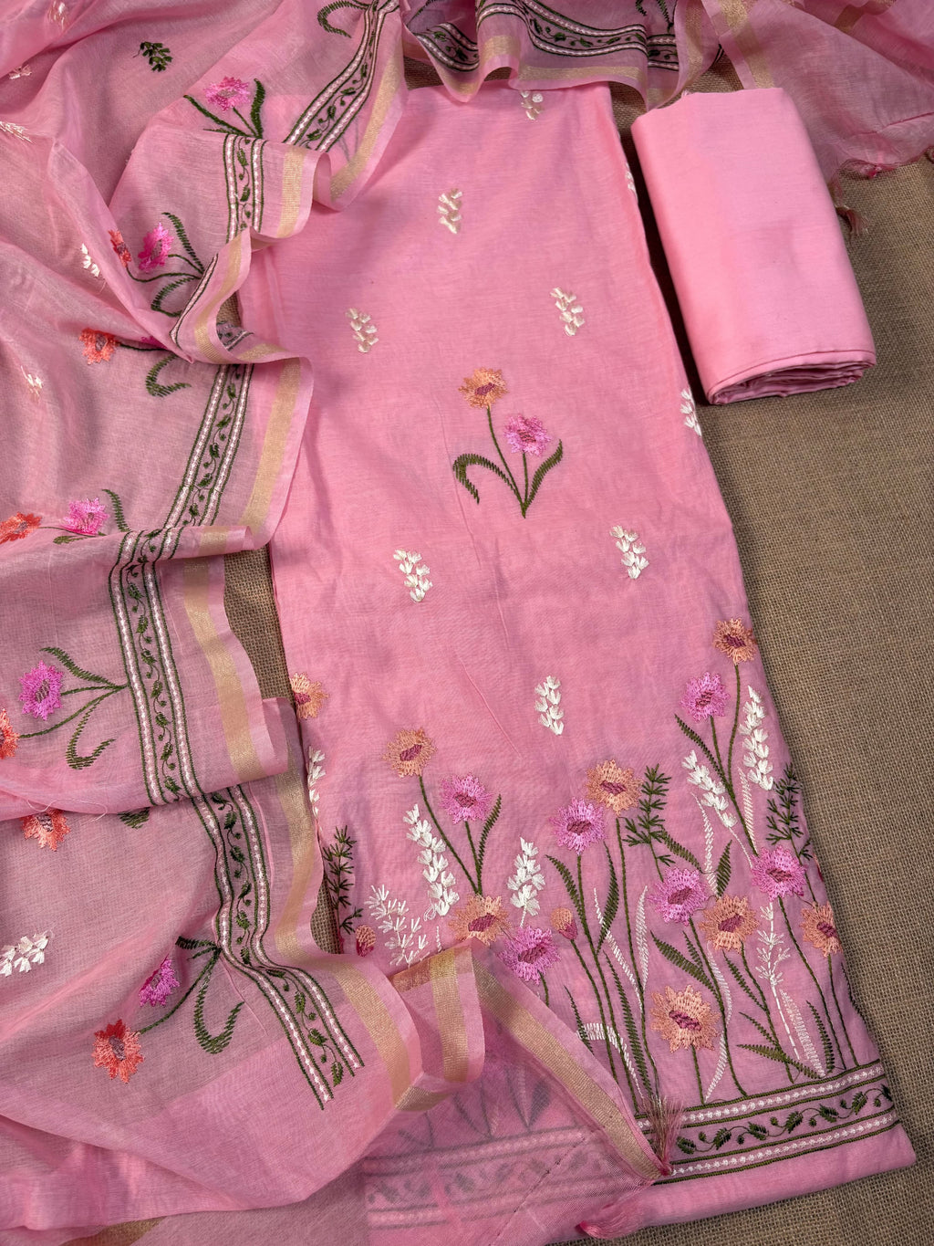 Pink Banarasi Mul-Mul Suit