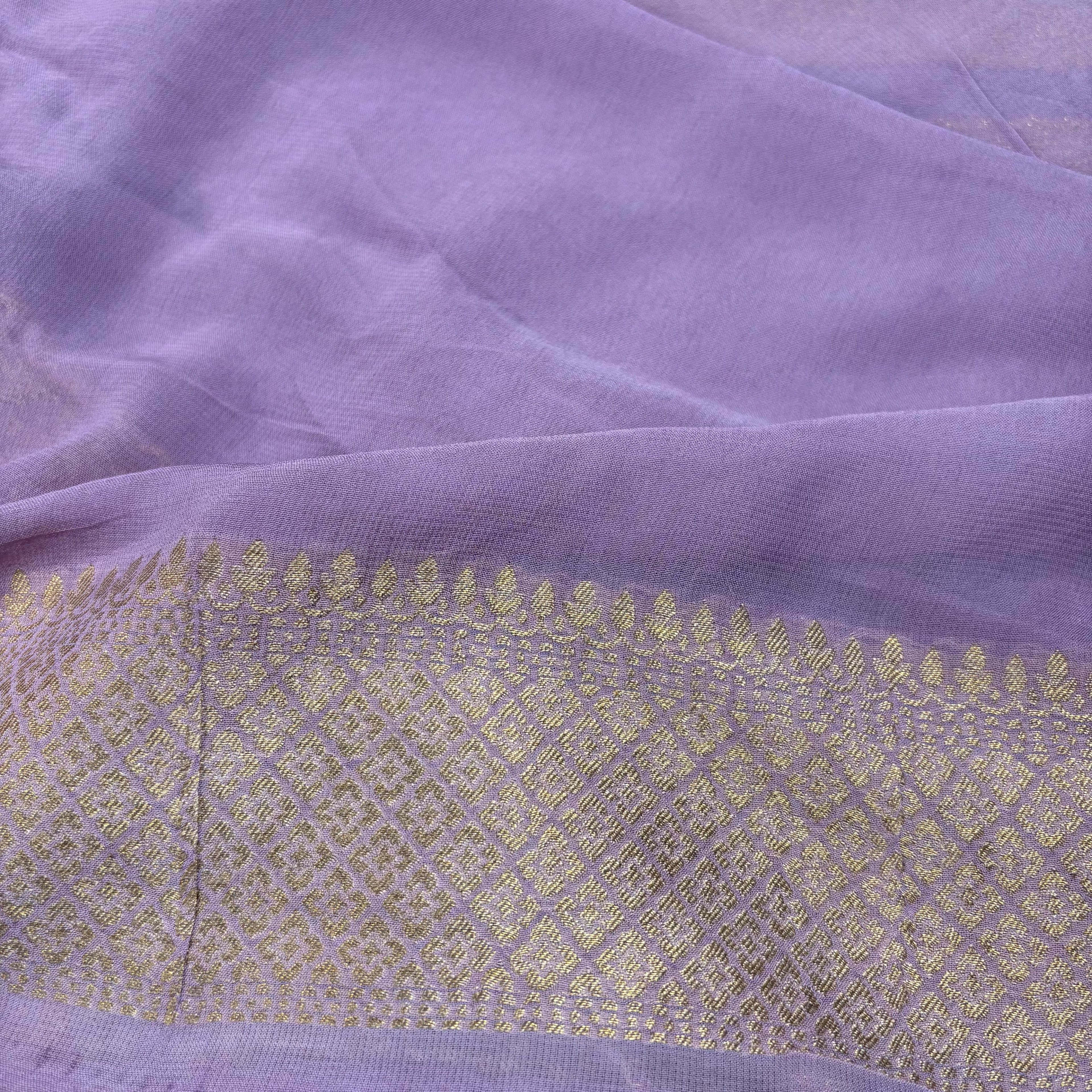 Lilac Banarasi Khaddi Georgette Saree