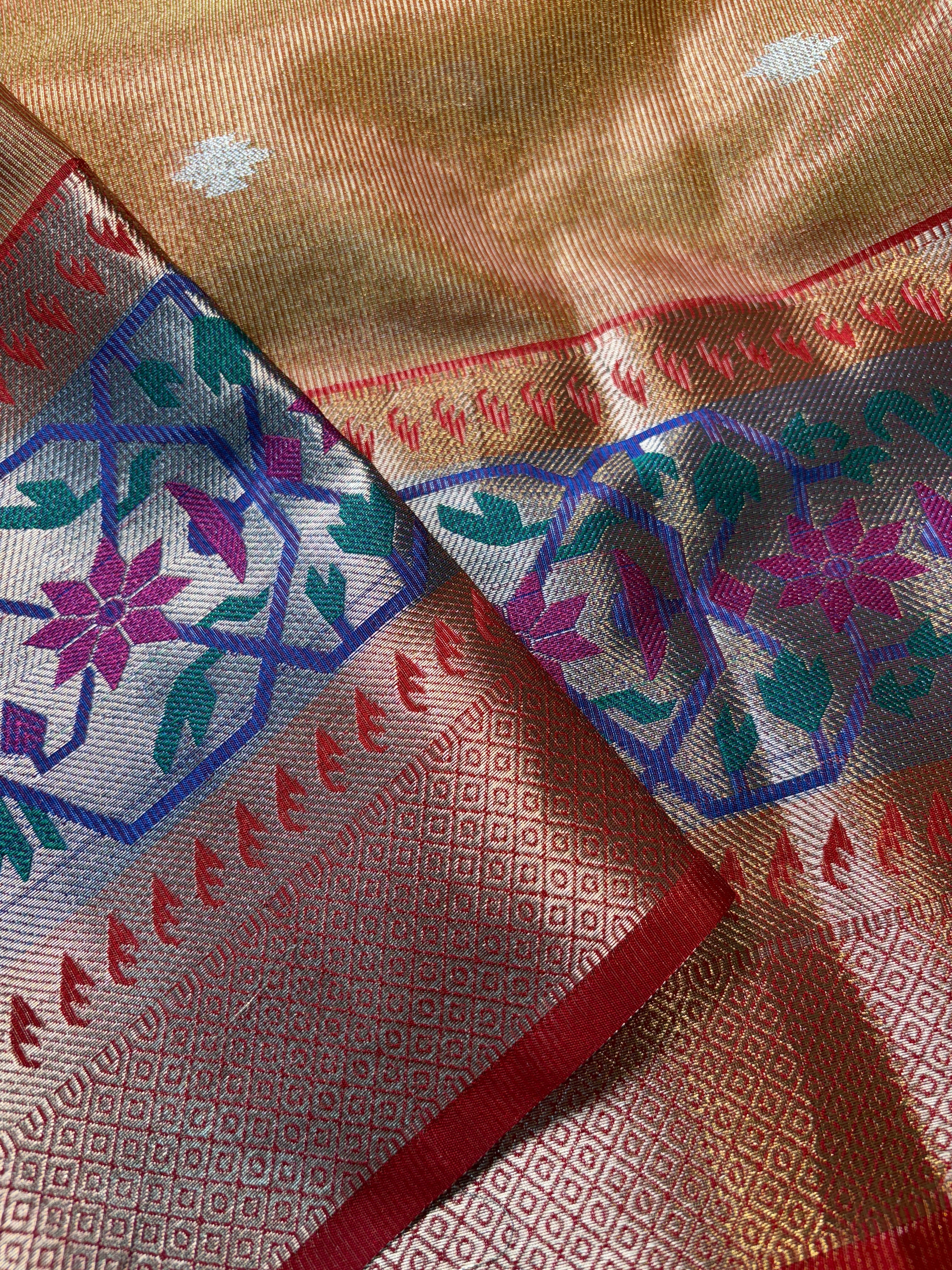 Contrast Banarasi Fancy Tissue Meena Saree