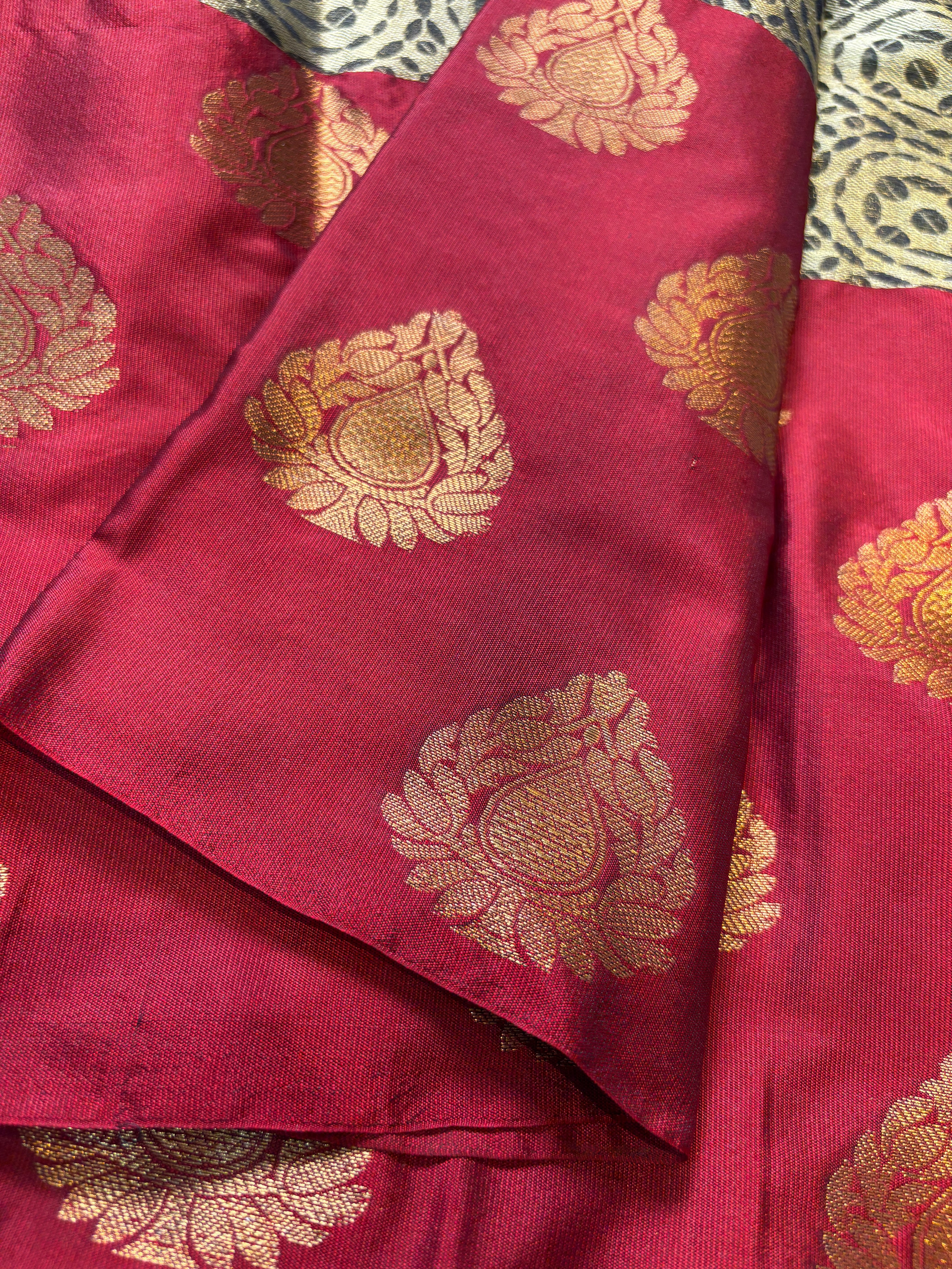 Contrast Banarasi Katan Brocade Silk Saree