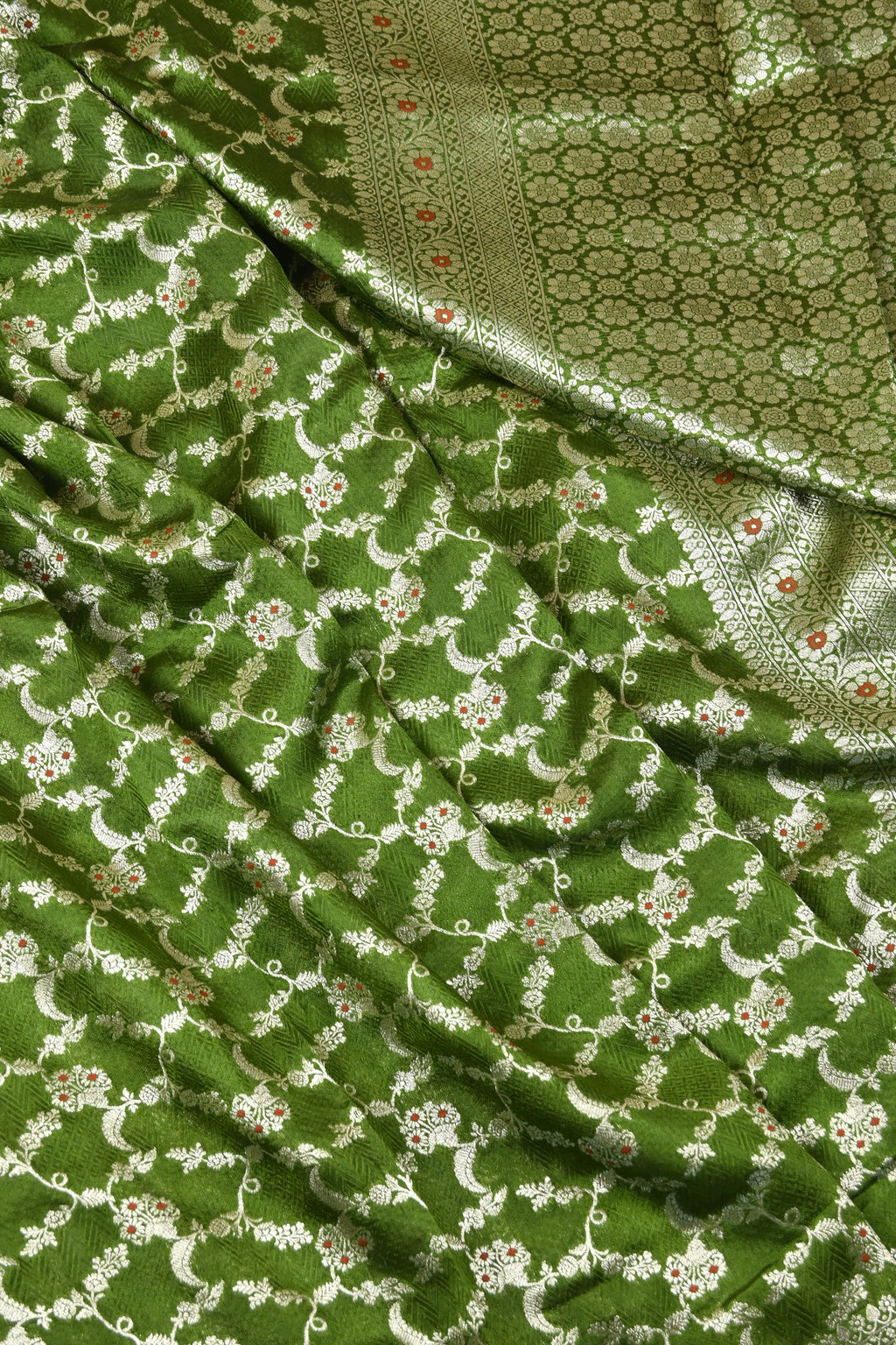 Mahanadi Green Pure Banarasi Katan Silk Saree