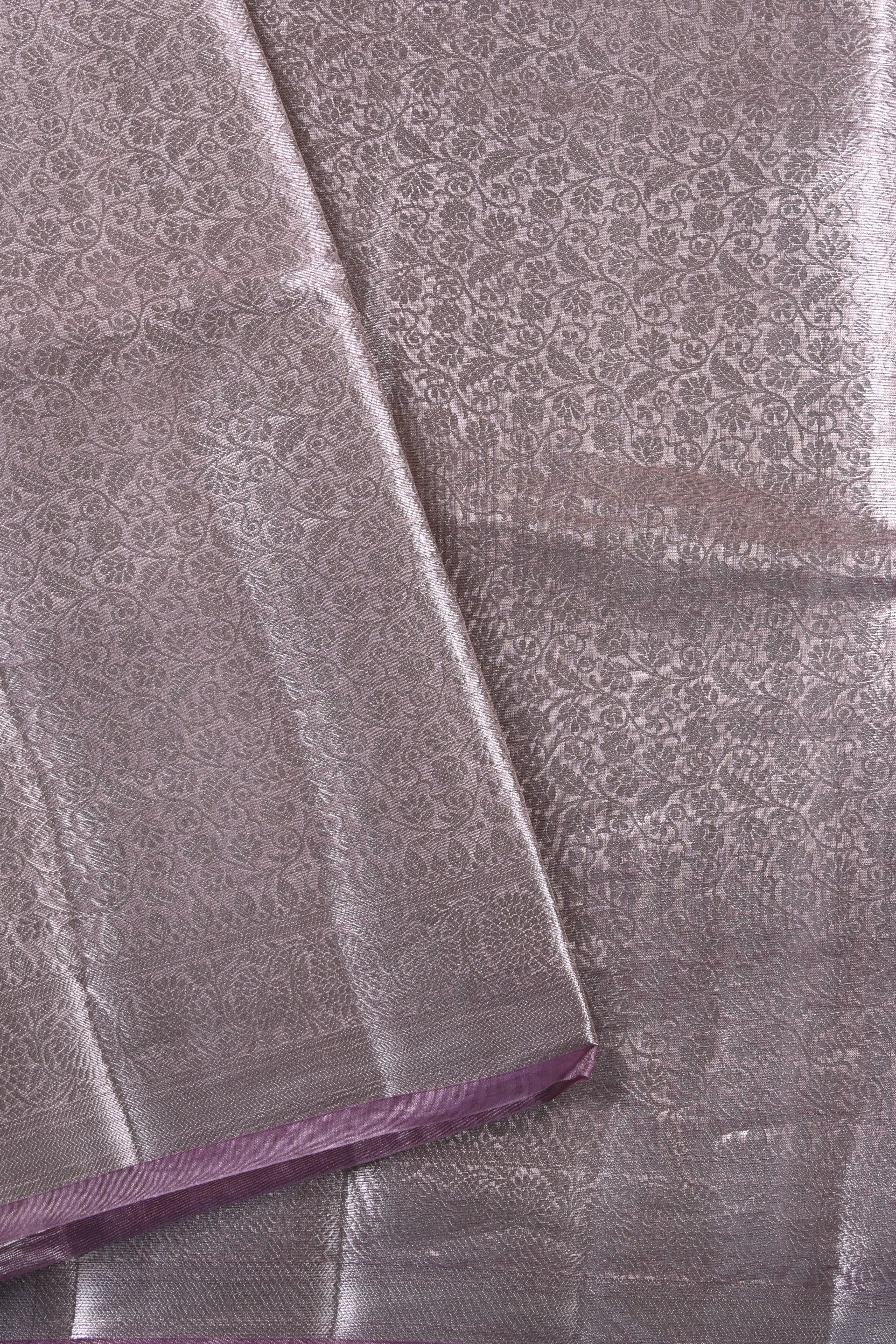 Baby Lilac Pure Banarasi Molten Tissue Silk Saree