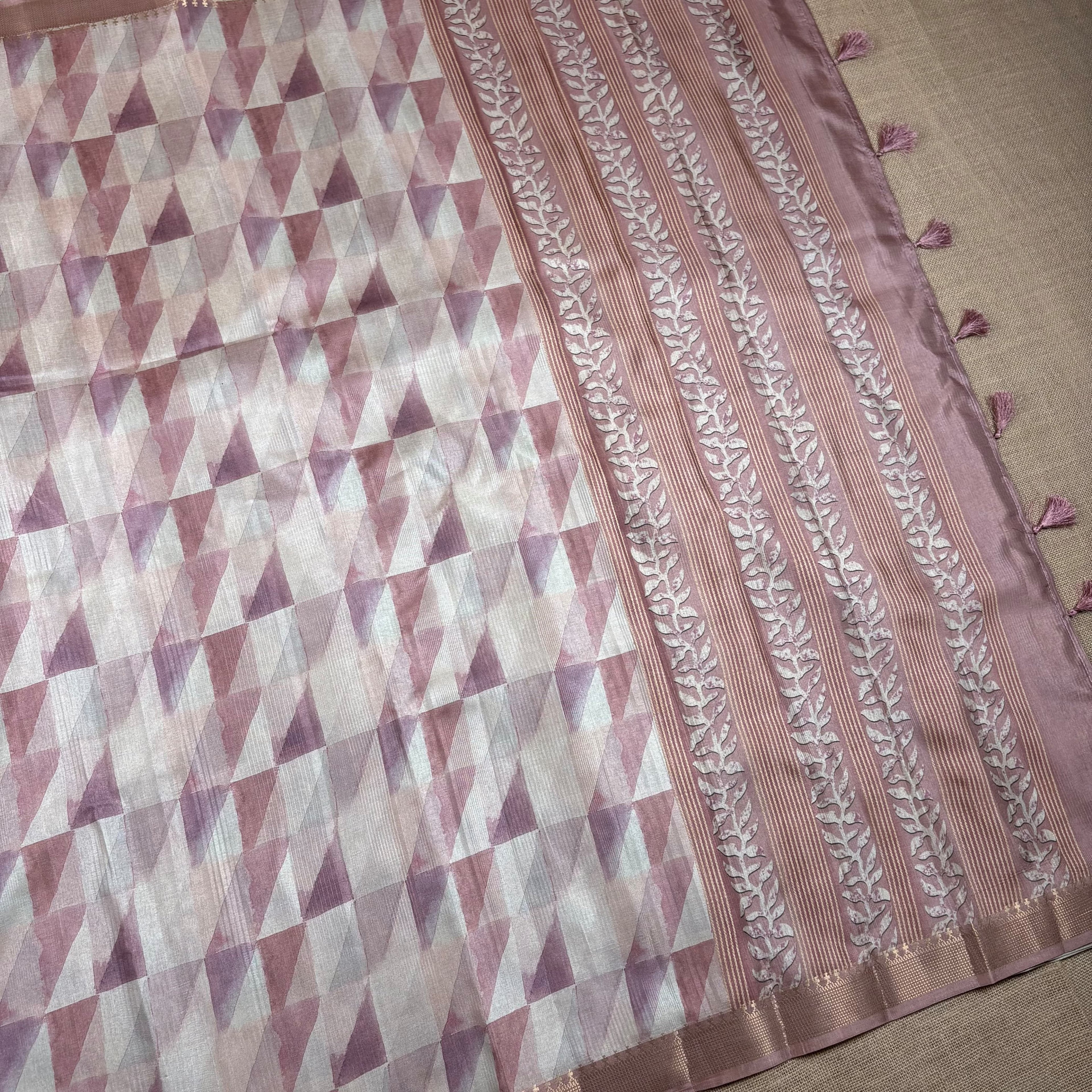 Lilac Banarasi Tussar Silk Saree