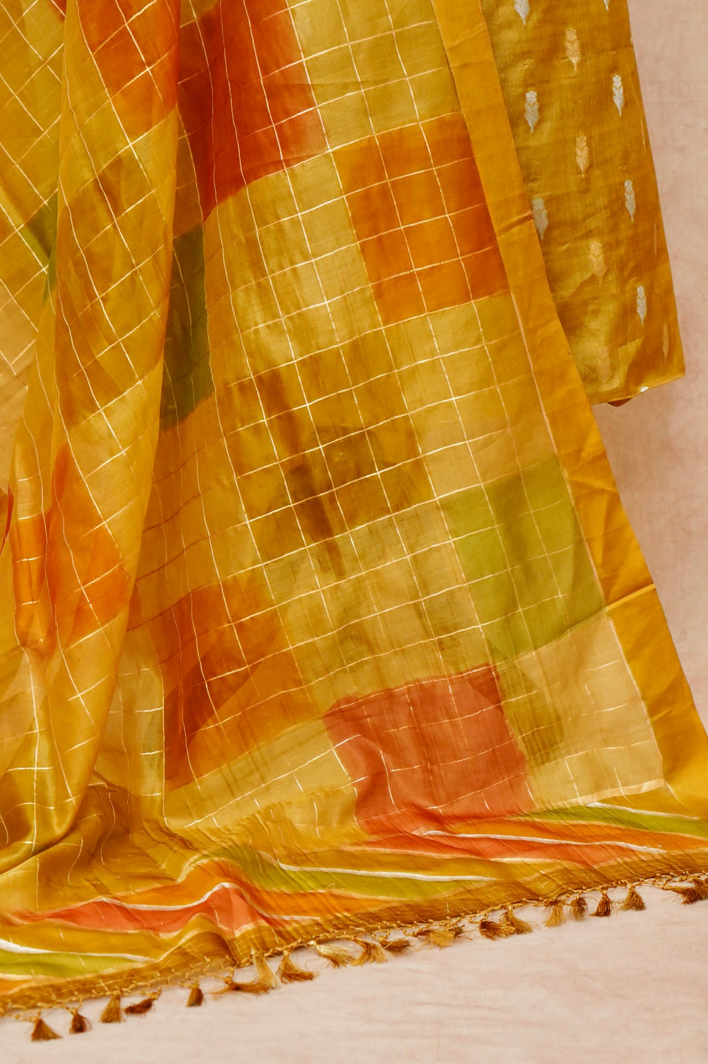 Handwoven Yellow Banarasi Tussar Silk Suit