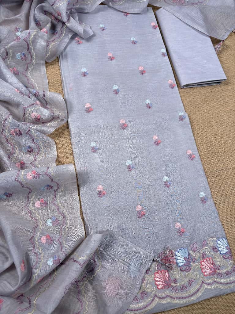 Lavender Banarasi Pure Mul-Mul Silk Suit