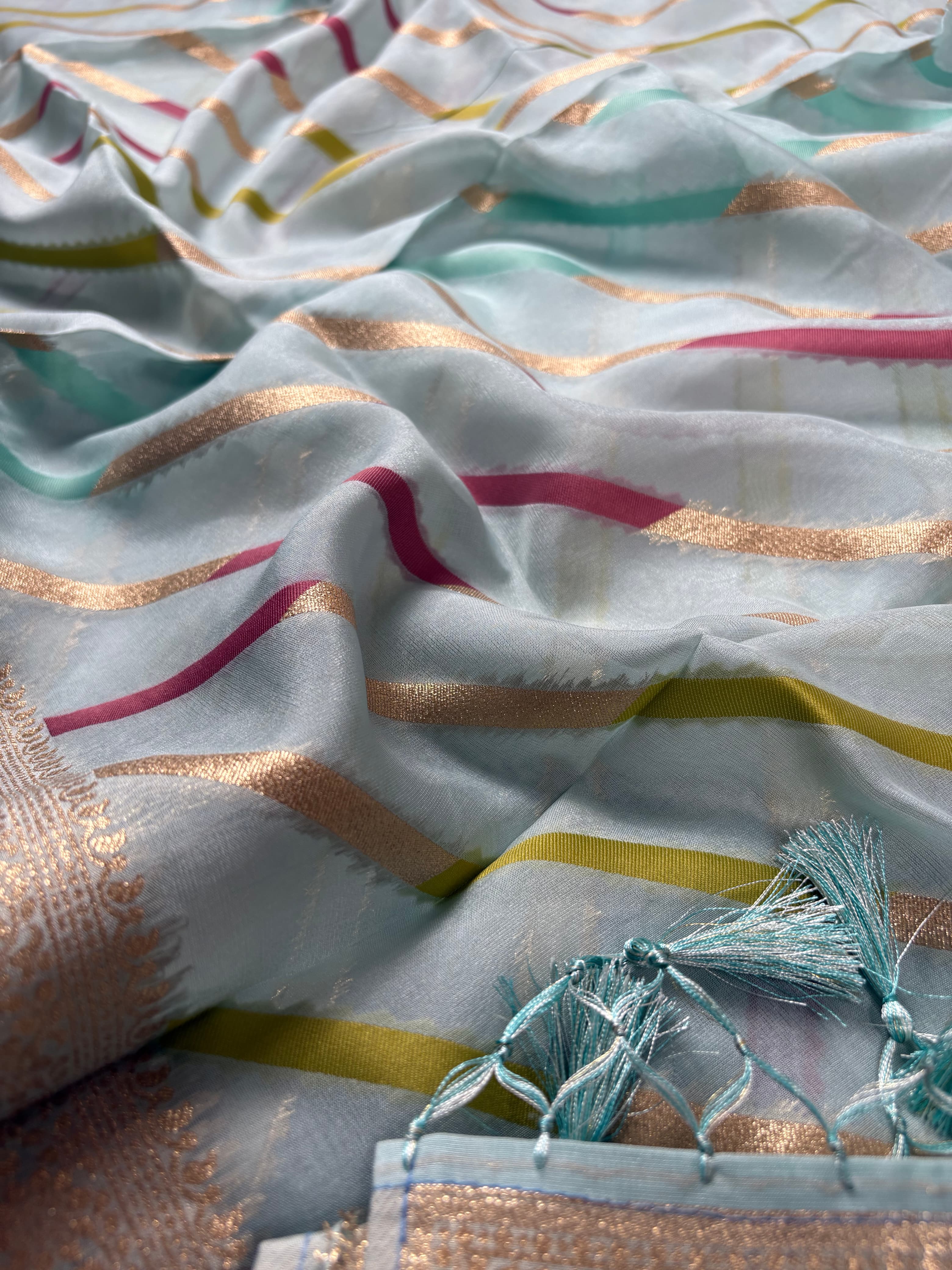 Sky Blue Banarasi Katan Tissue Silk Suit