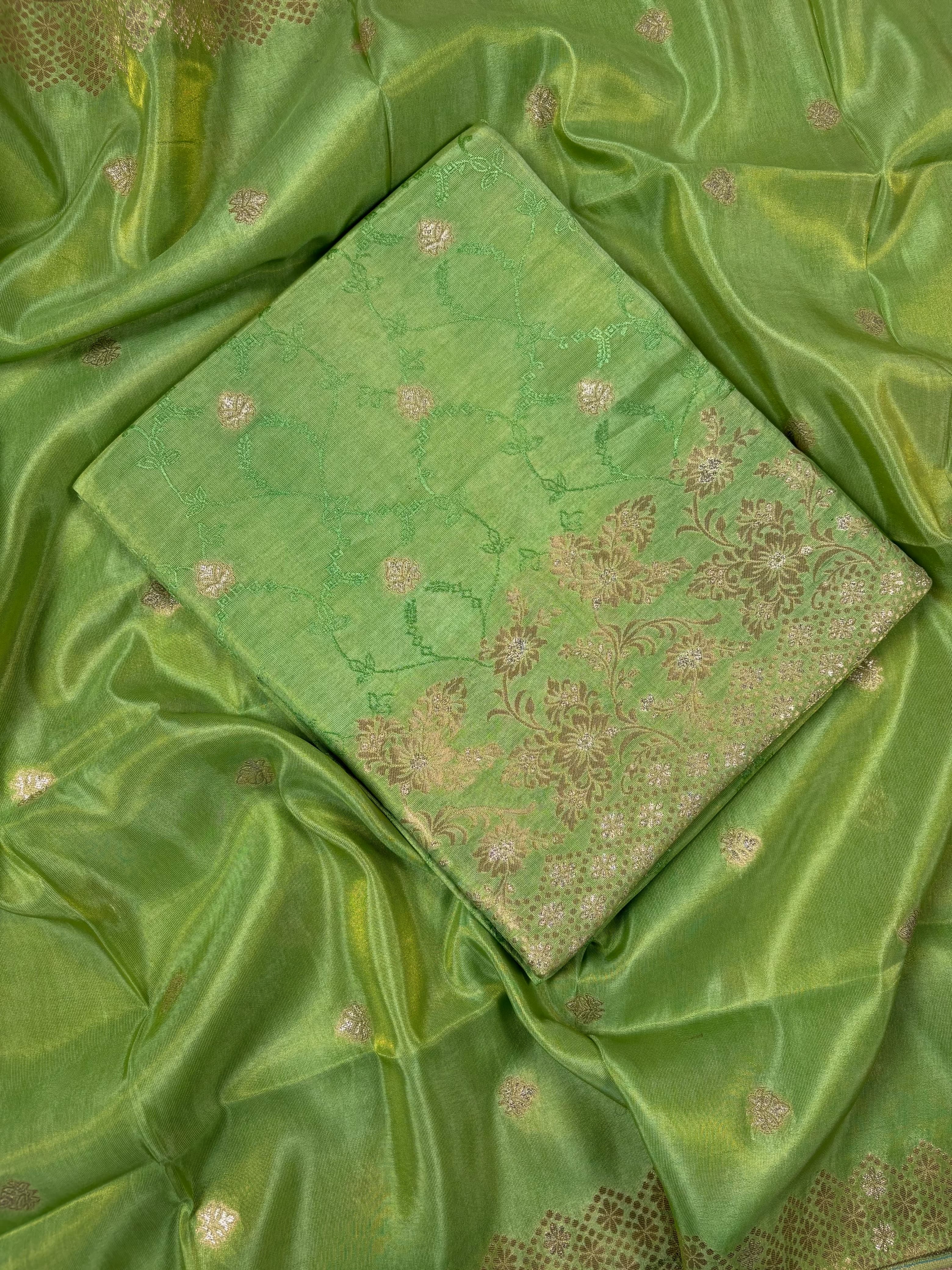 Green Banarasi Georgette Tissue Silk Suit