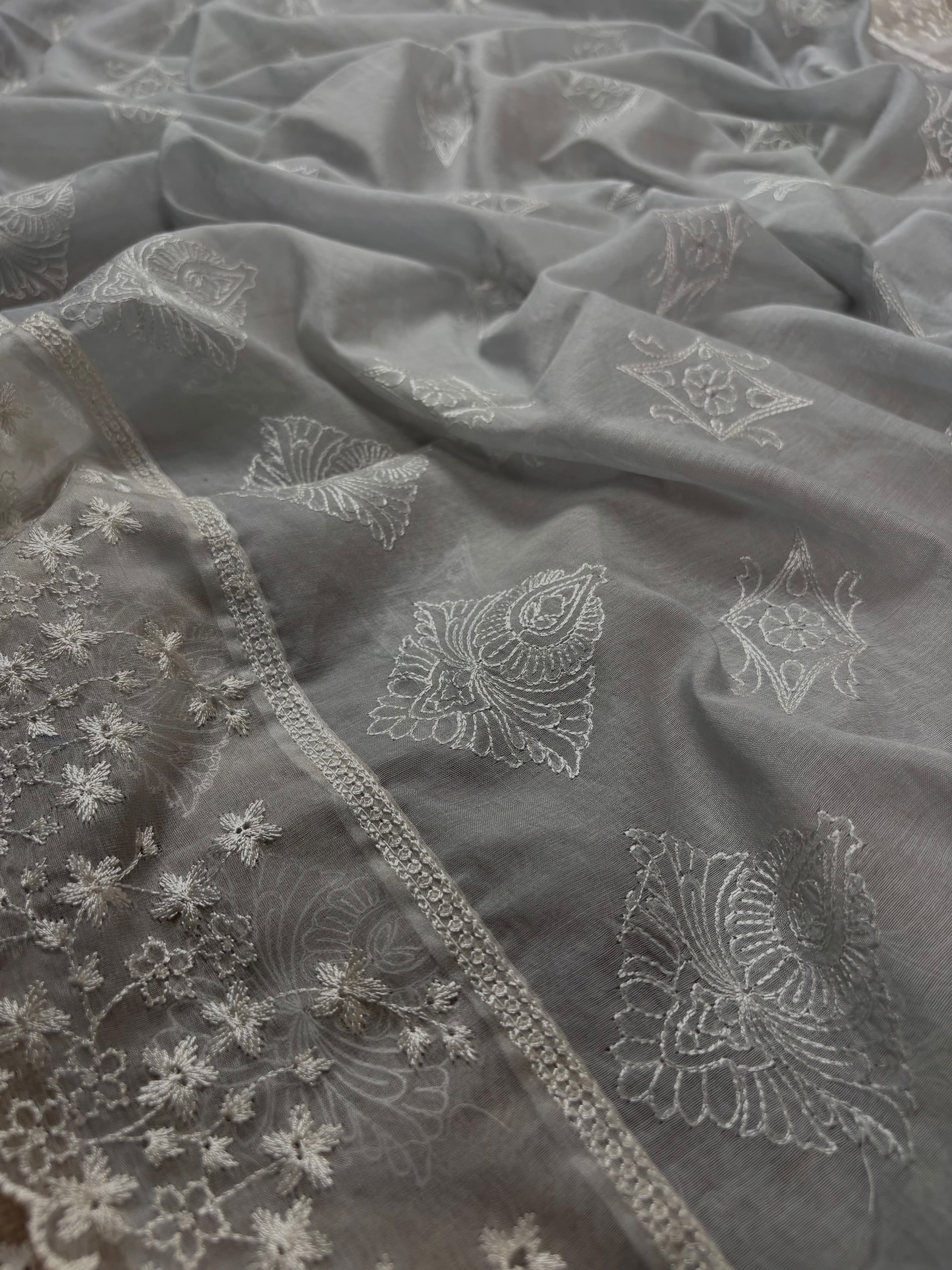 Grey Banarasi Cotton Suit