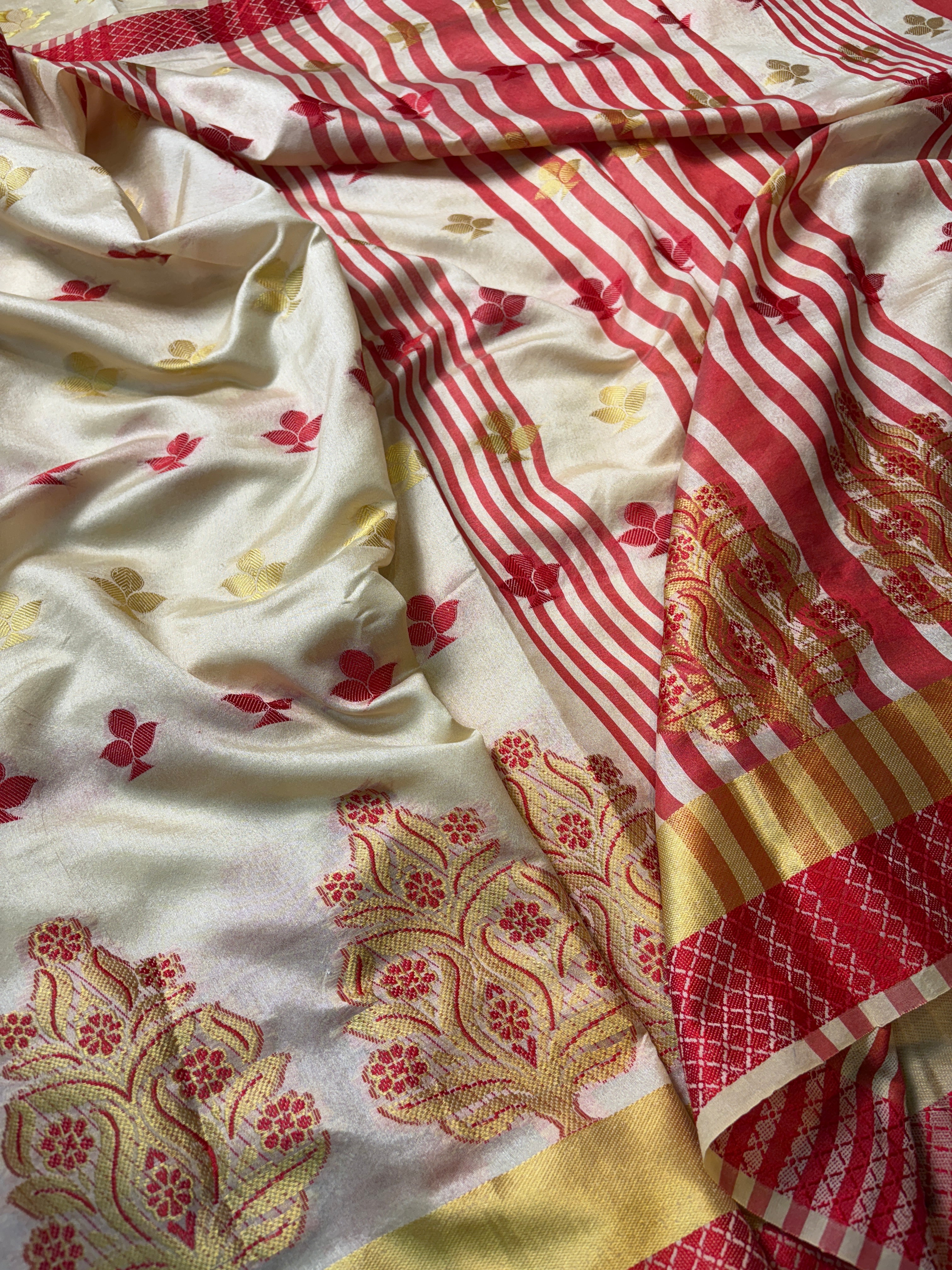 Contrast Banarasi Fancy Katan Alfi Meena Saree