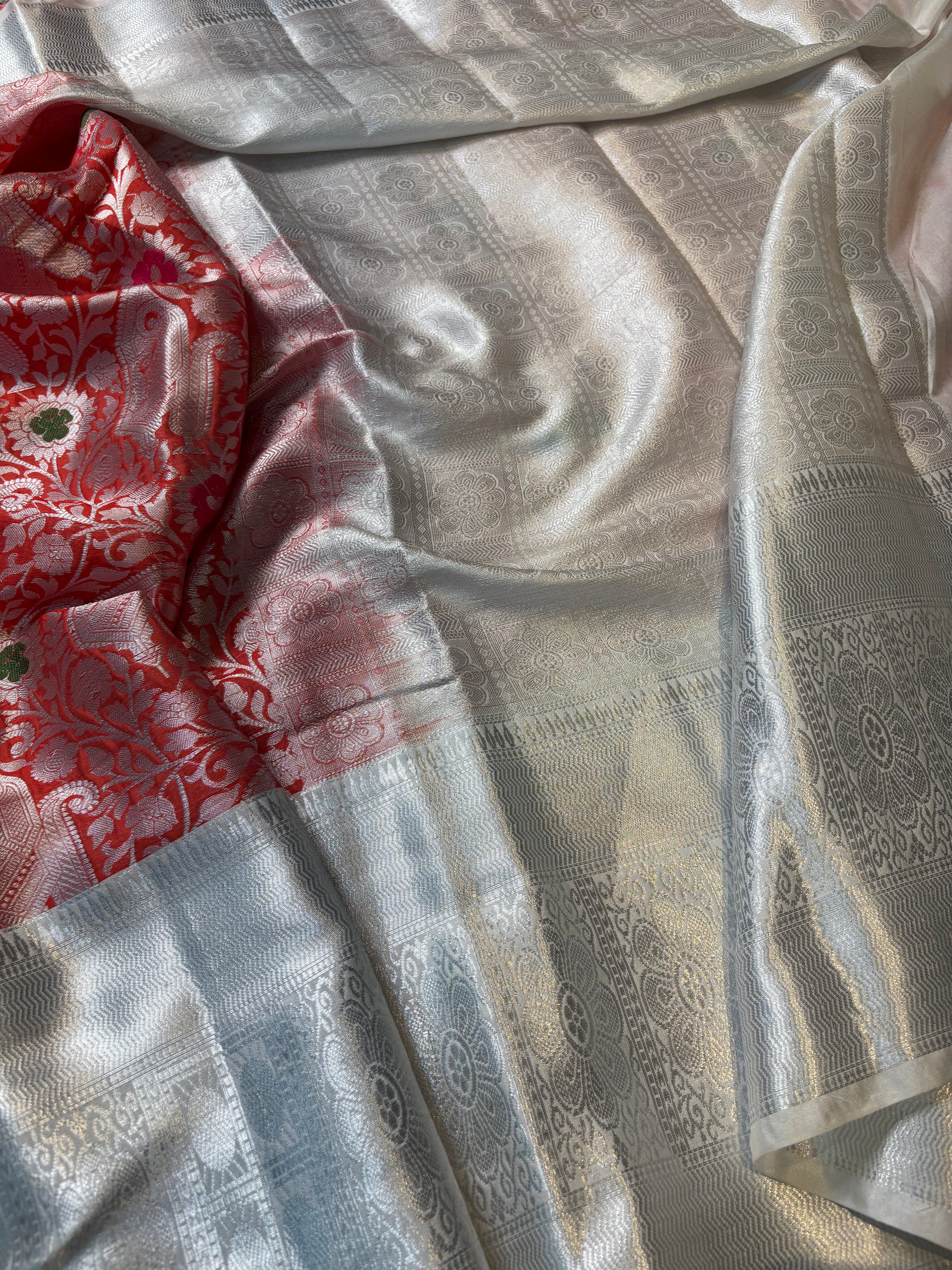 Red Banarasi Katan Brocade Silk Saree