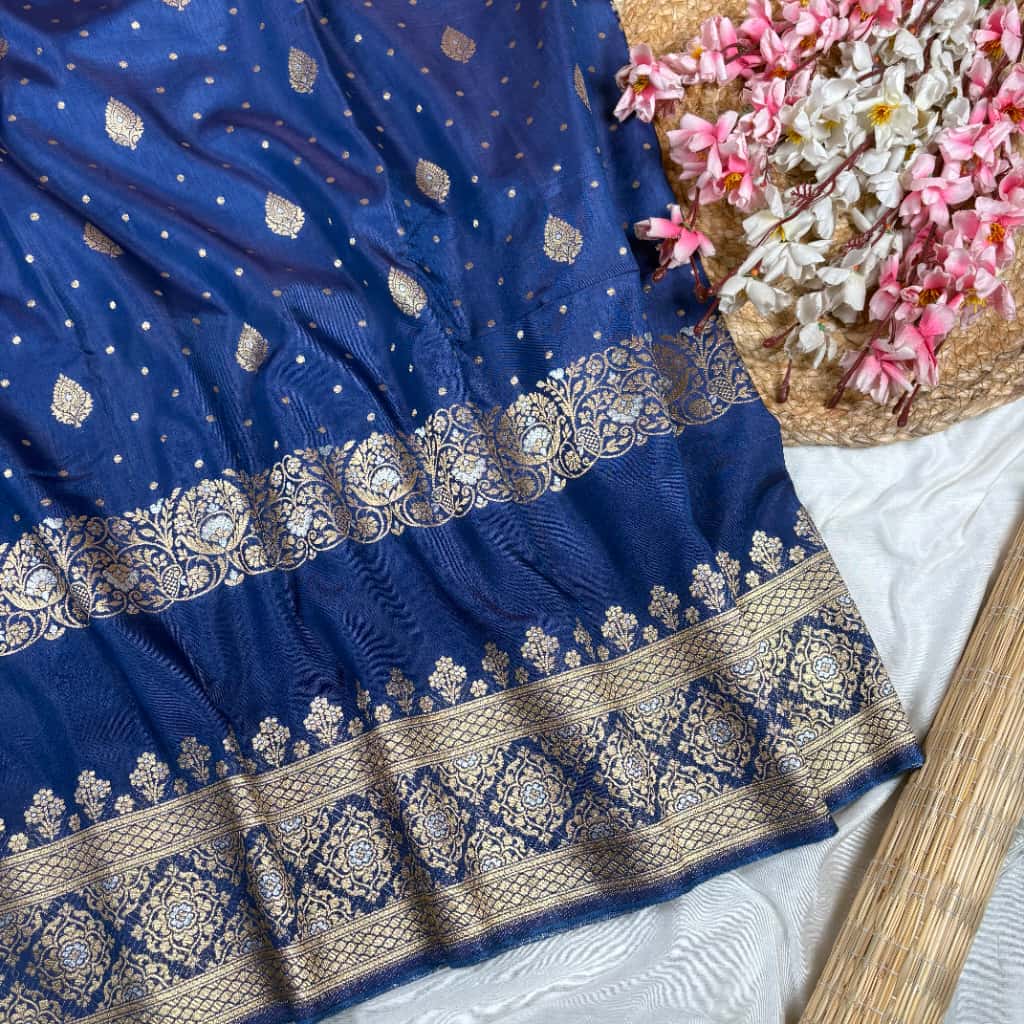 Royal Blue Banarasi Mango Silk Alfi Saree