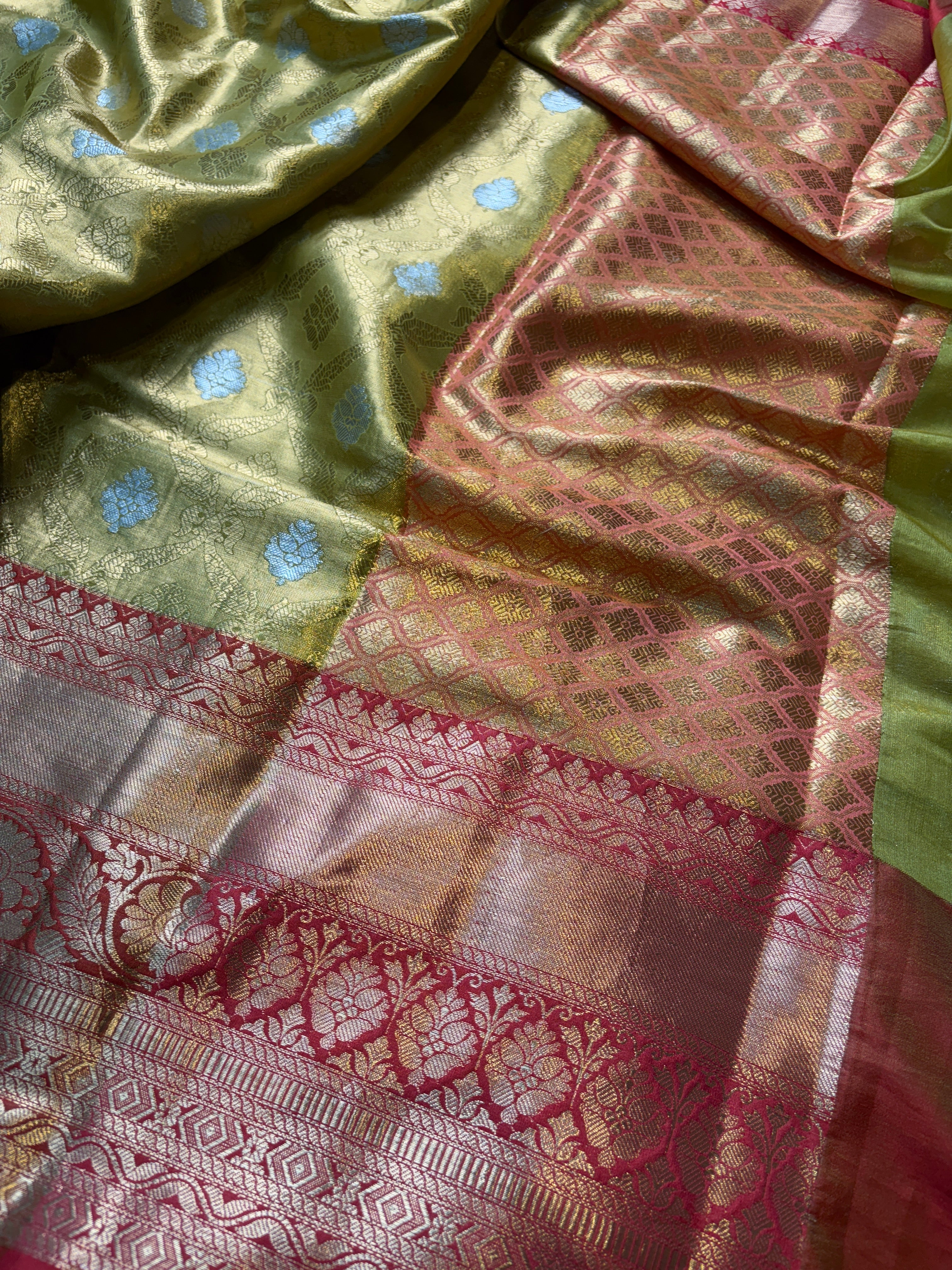 Contrast Banarasi Fancy Katan Tissue Alfi Silk Saree