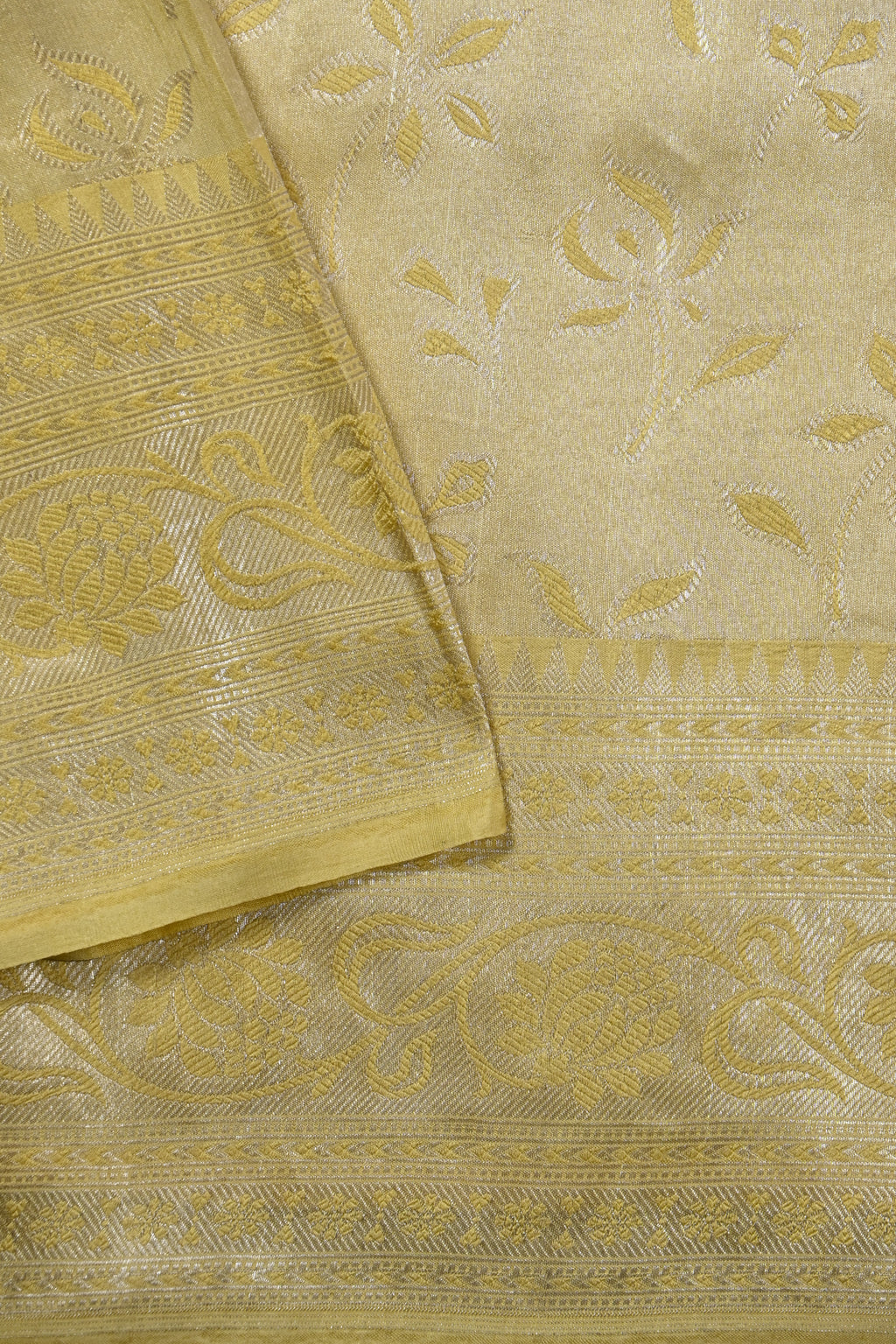 Yellow Pure Banarasi Katan Tissue Silk Saree