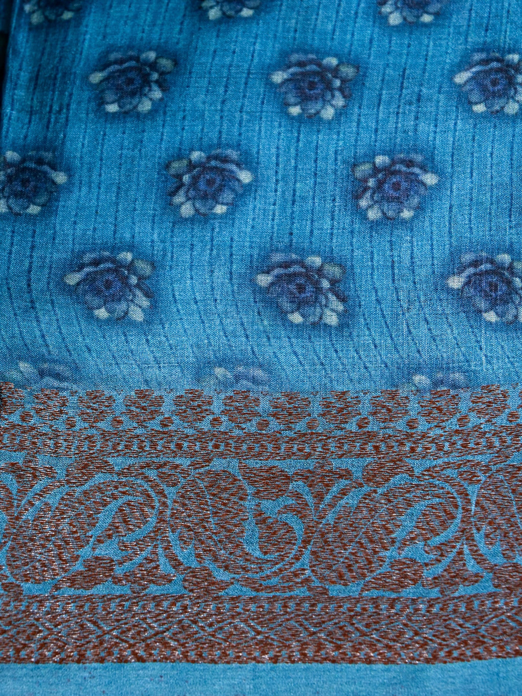 Handwoven Blue Banarasi Tussar Silk Saree