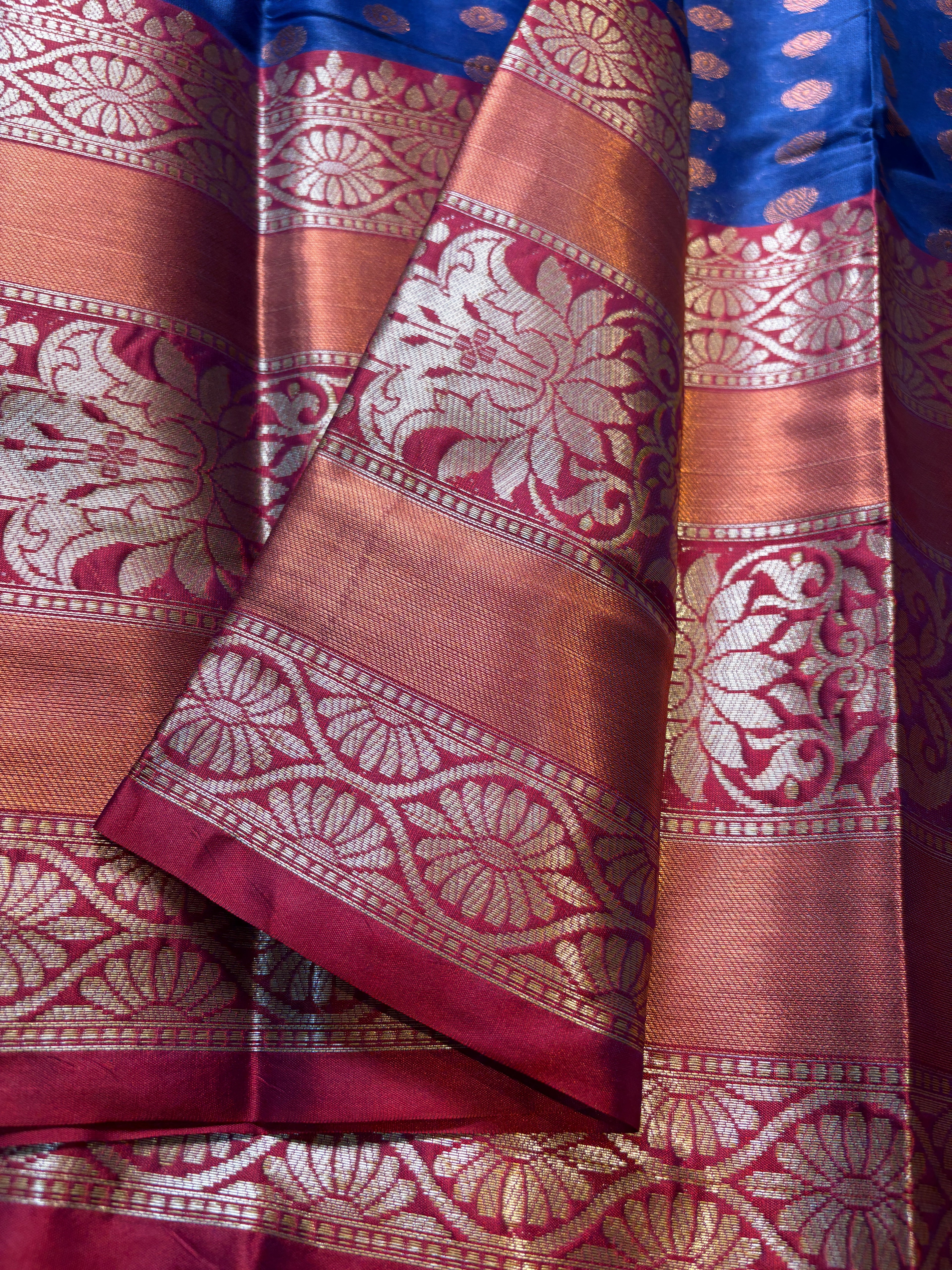 Blue Banarasi Katan Silk Saree