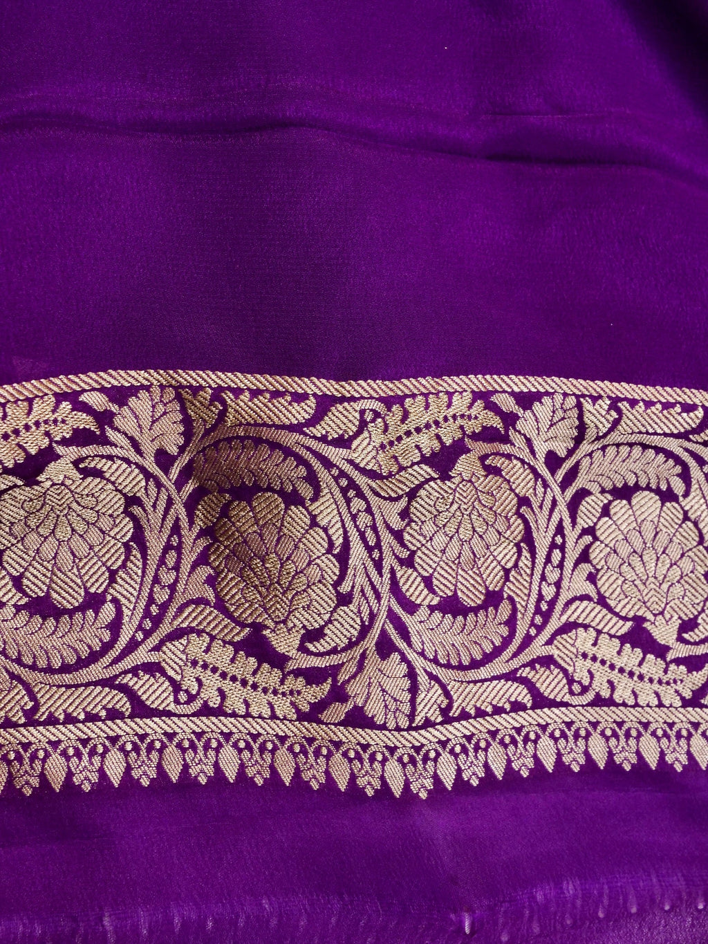 Handwoven Purple Banarasi Khaddi Silk Saree