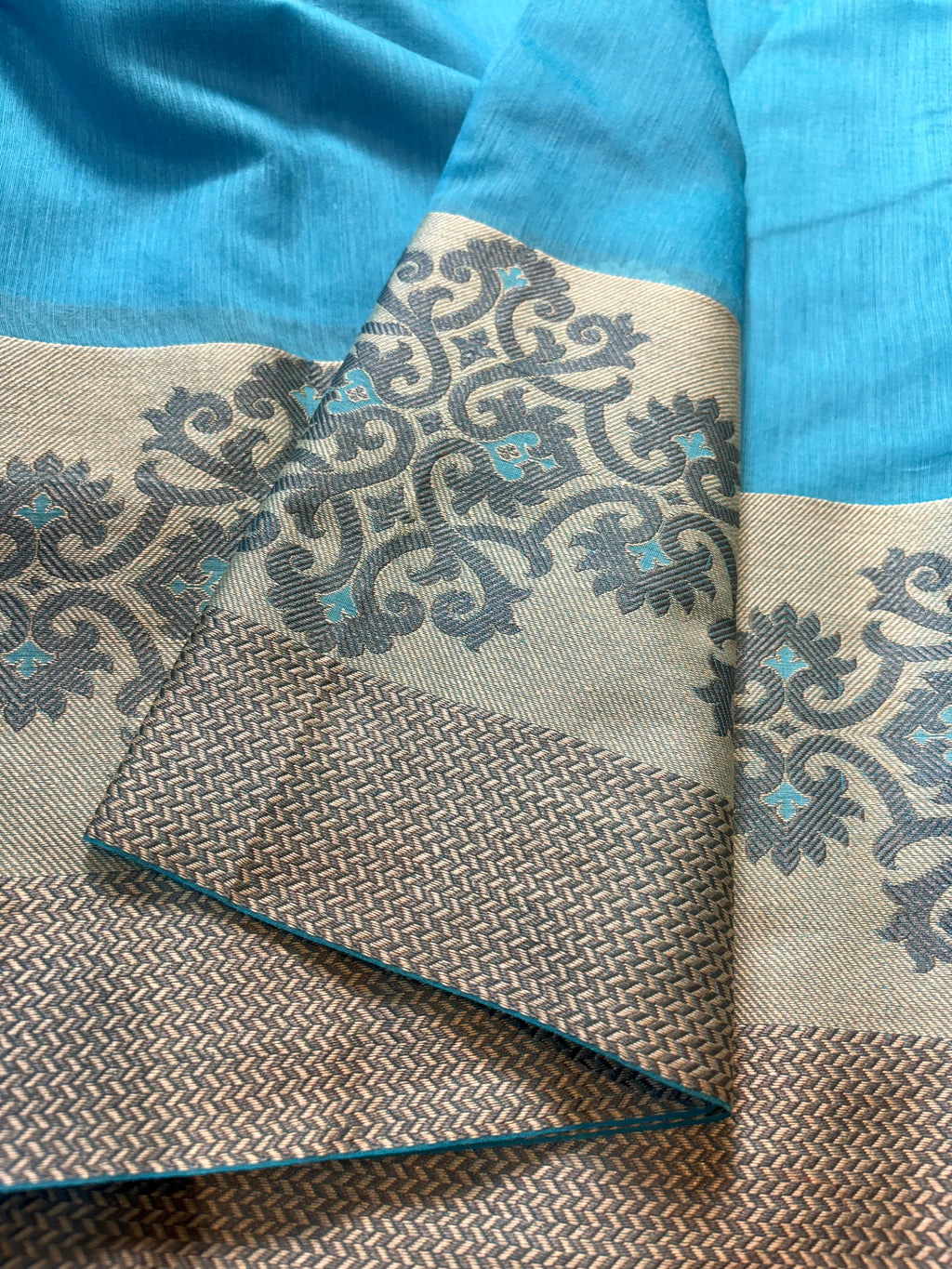 Water Blue Banarasi Fancy Mesrise Saree