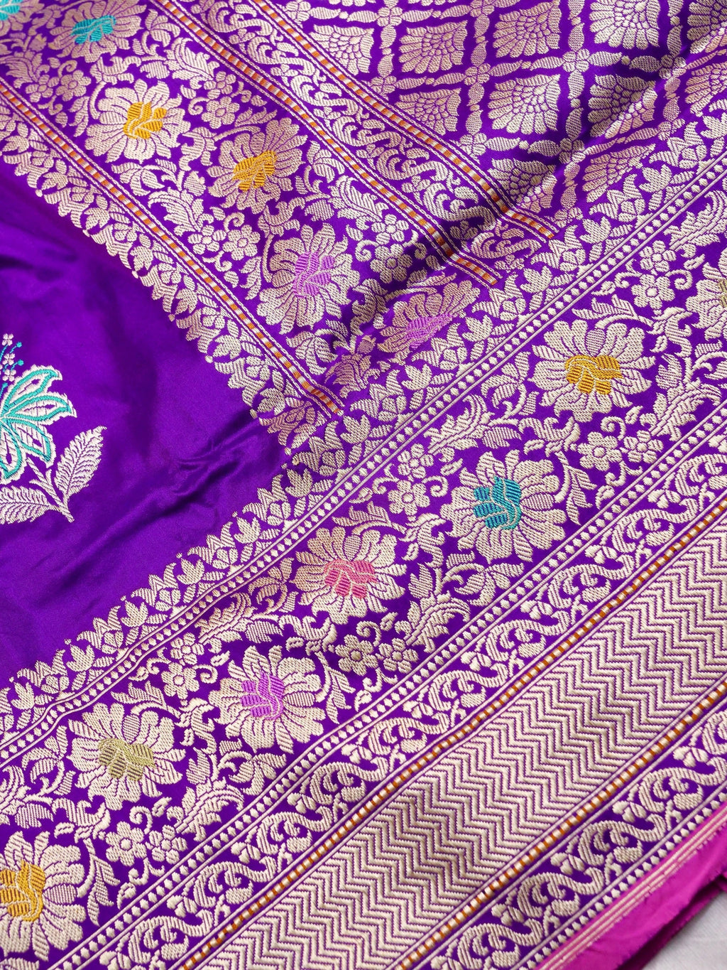 Handwoven Purple Banarasi Katan Silk Saree