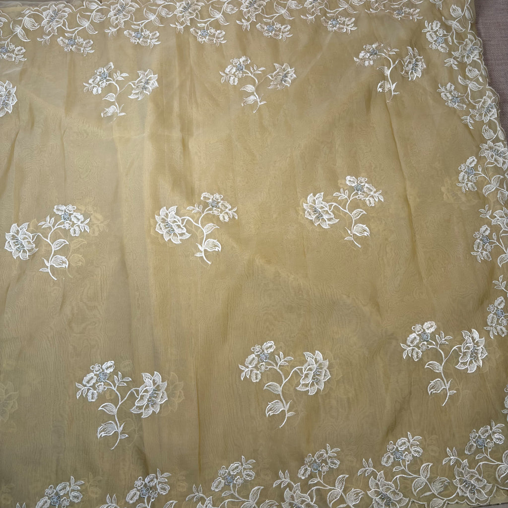 Yellow Banarasi Softy Organza Silk Saree