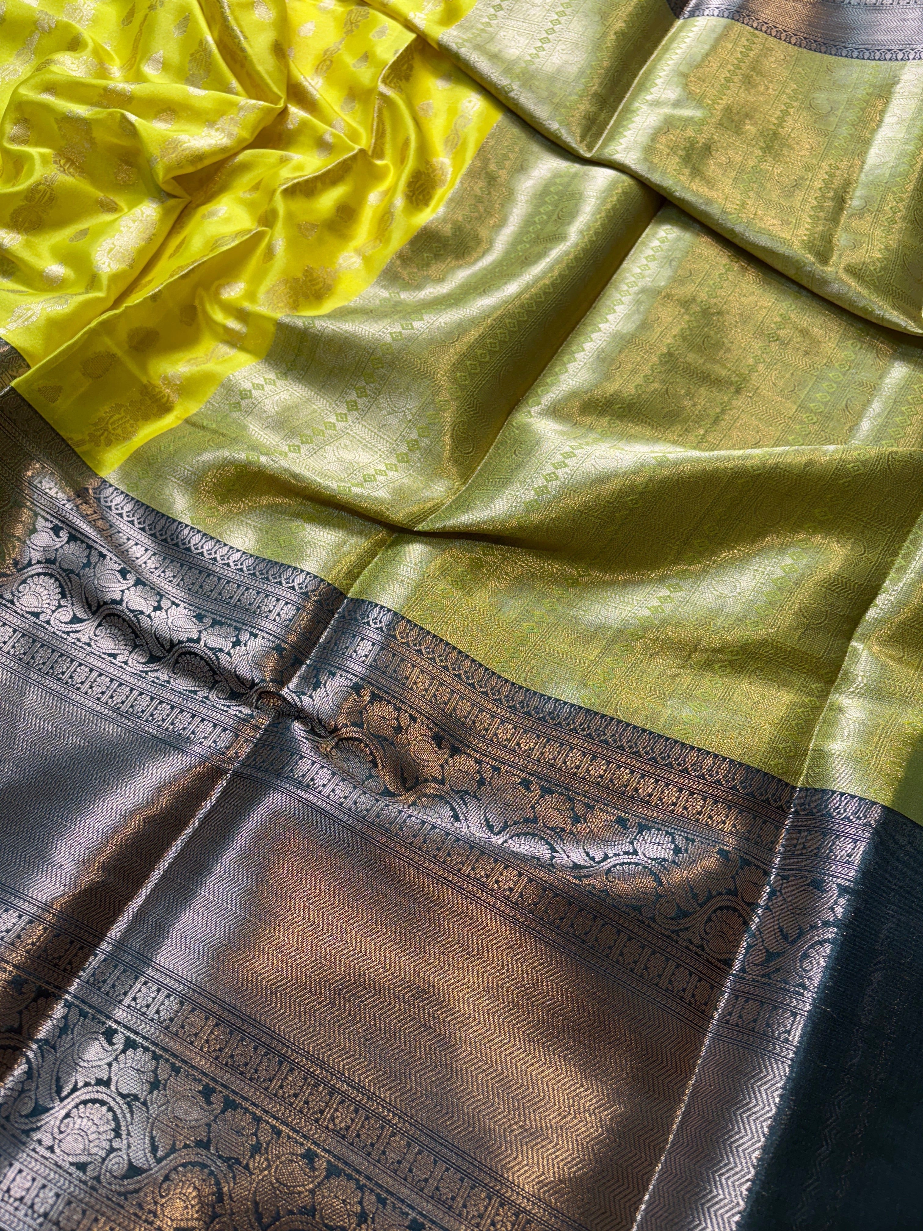 Mustard Banarasi Katan Silk Saree