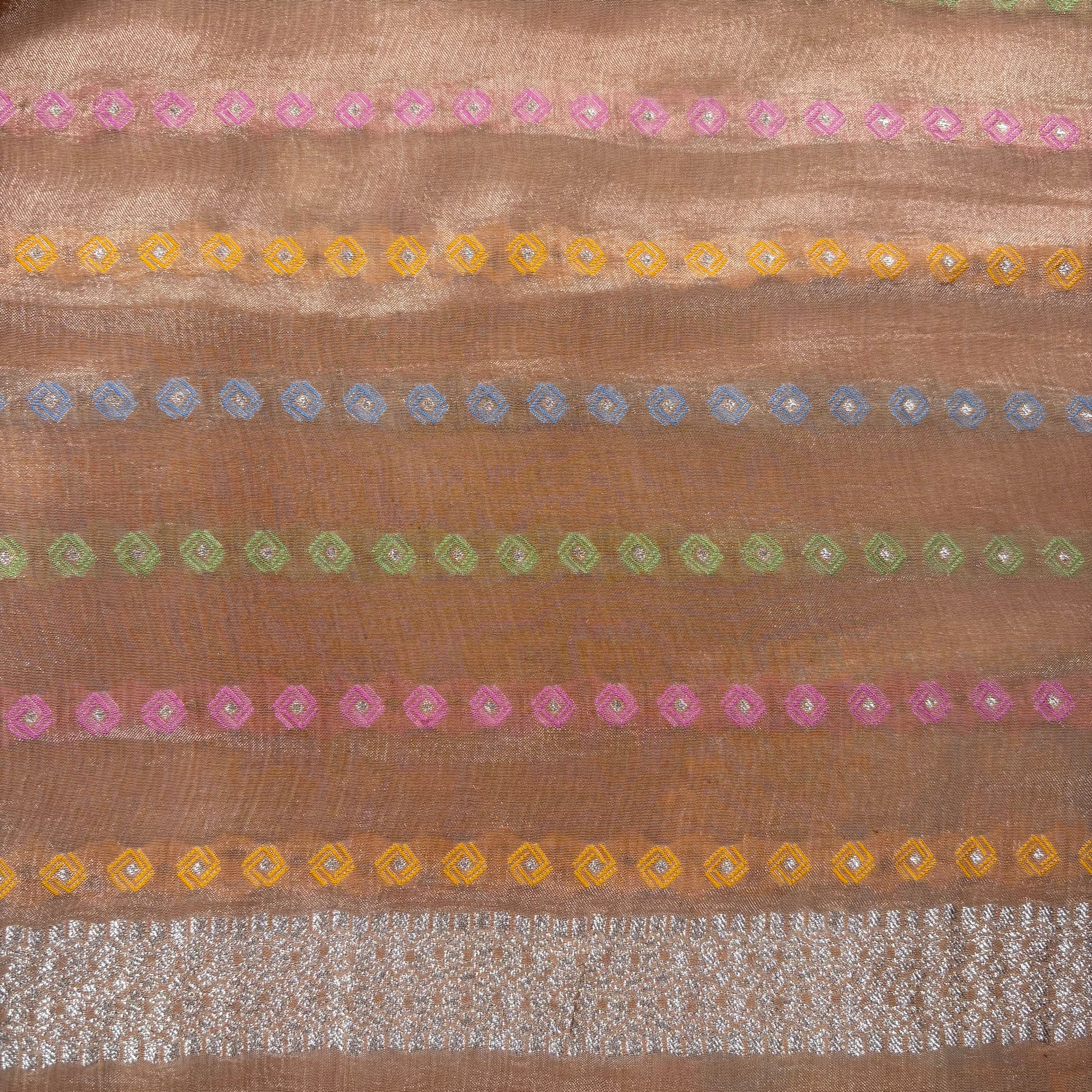 Beige Banarasi Chinon Georgette Silk Saree