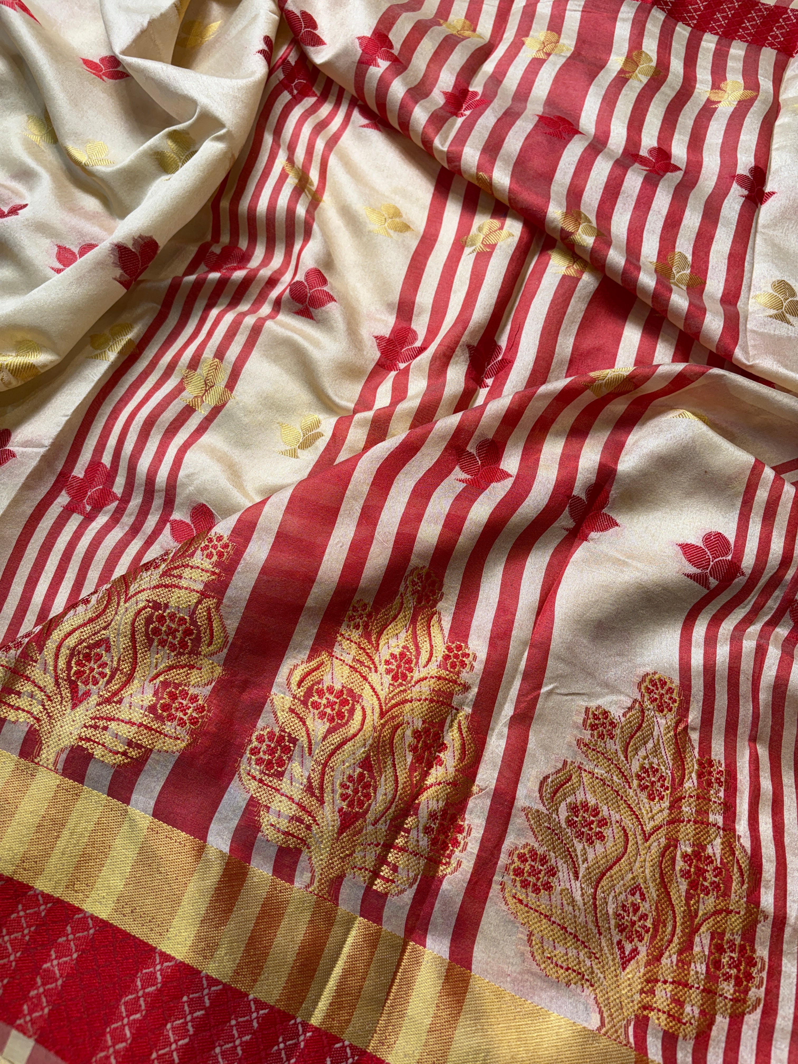 Contrast Banarasi Fancy Katan Alfi Meena Saree