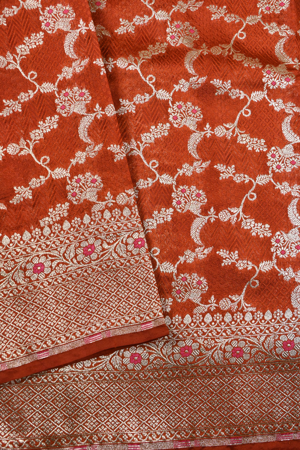 Dusty Orange Pure Banarasi Katan Silk Saree