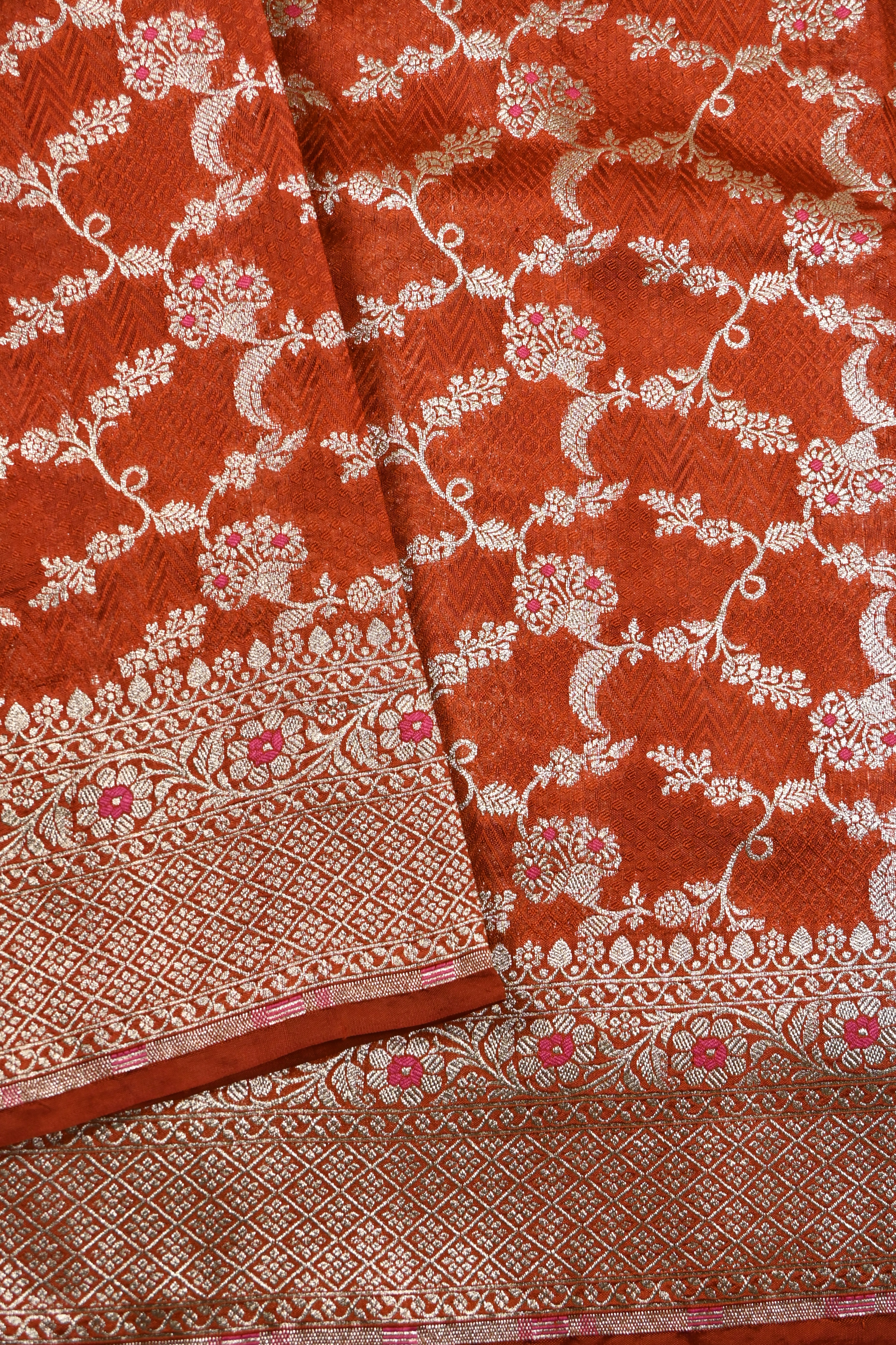 Dusty Orange Pure Banarasi Katan Silk Saree
