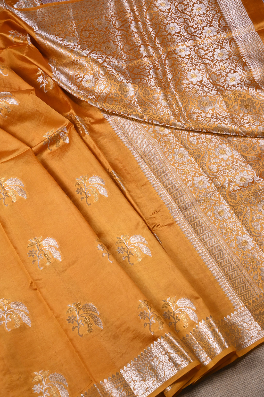 Orange Pure Banarasi Katan Silk Saree