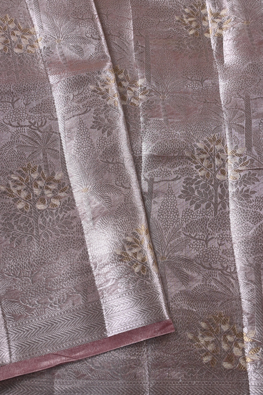 Baby Peach Pure Banarasi Molten Alfi Tissue Silk Saree