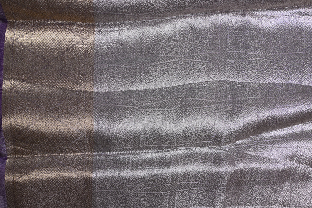 Baby Purple Pure Banarasi Molten Tissue Silk Saree