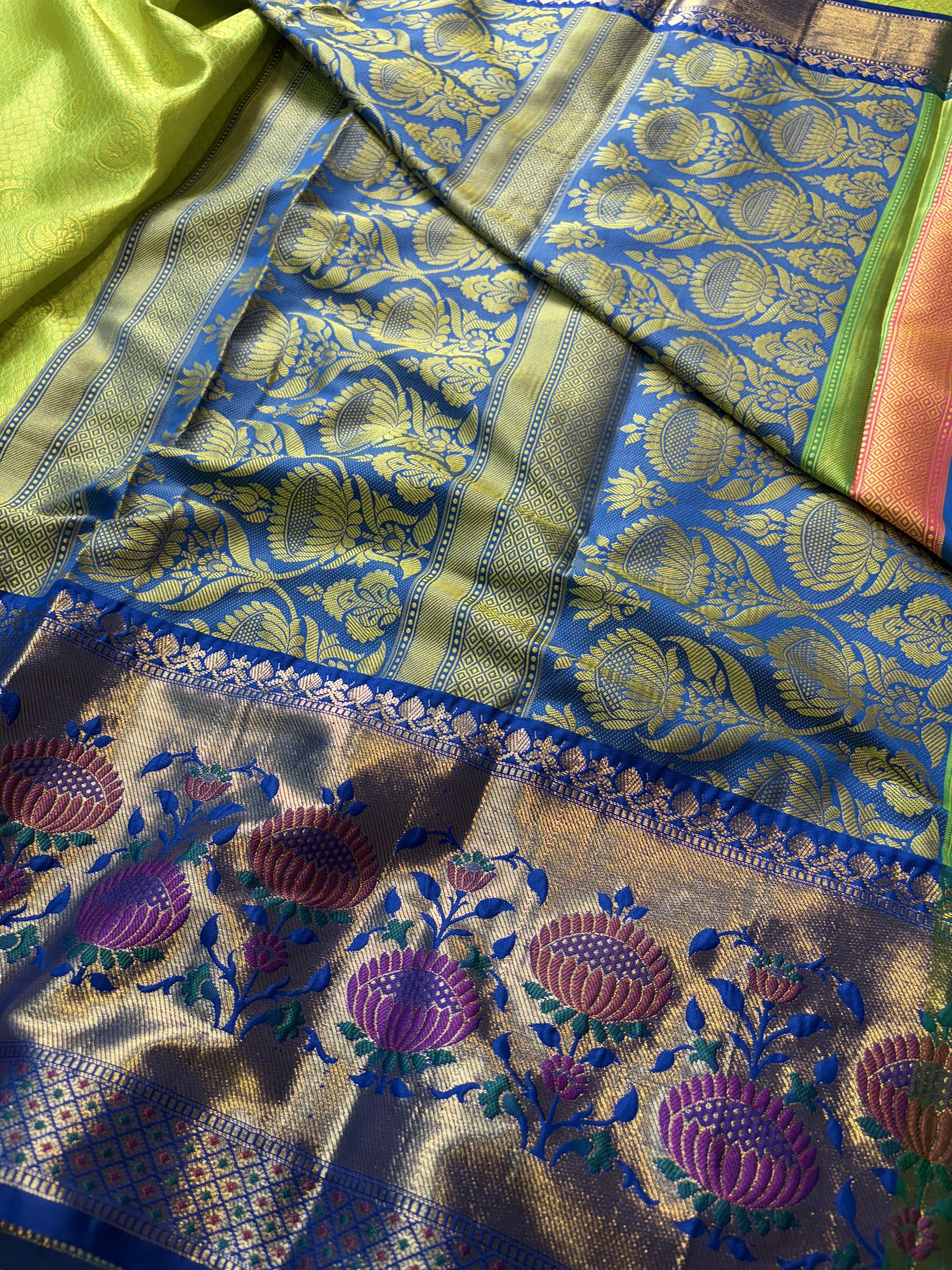 Contrast Banarasi Fancy Katan Tanchui Meena Saree