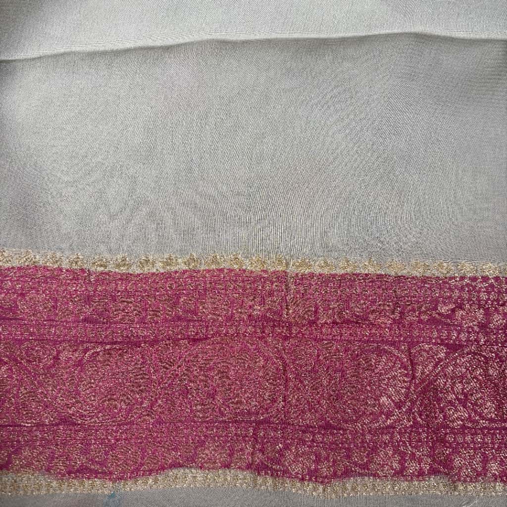 Grey Banarasi Viscose Georgette Silk Saree