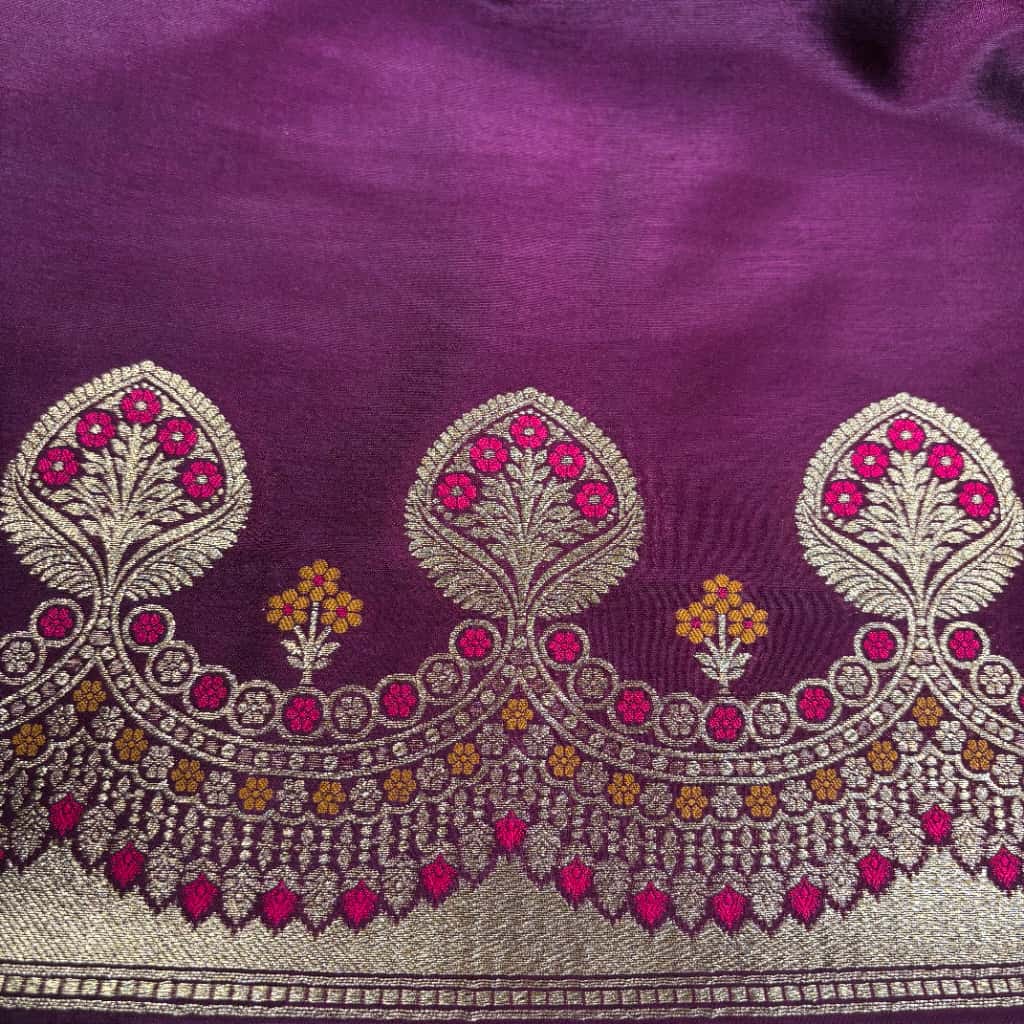 Wine Banarasi Mango Silk Saree