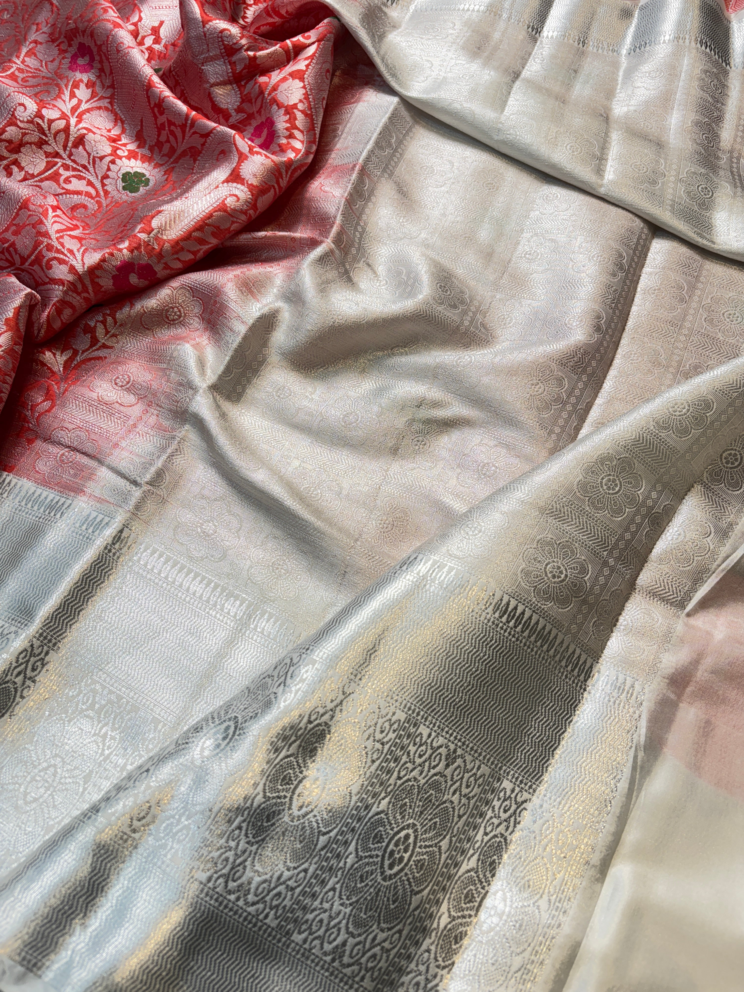 Red Banarasi Katan Brocade Silk Saree