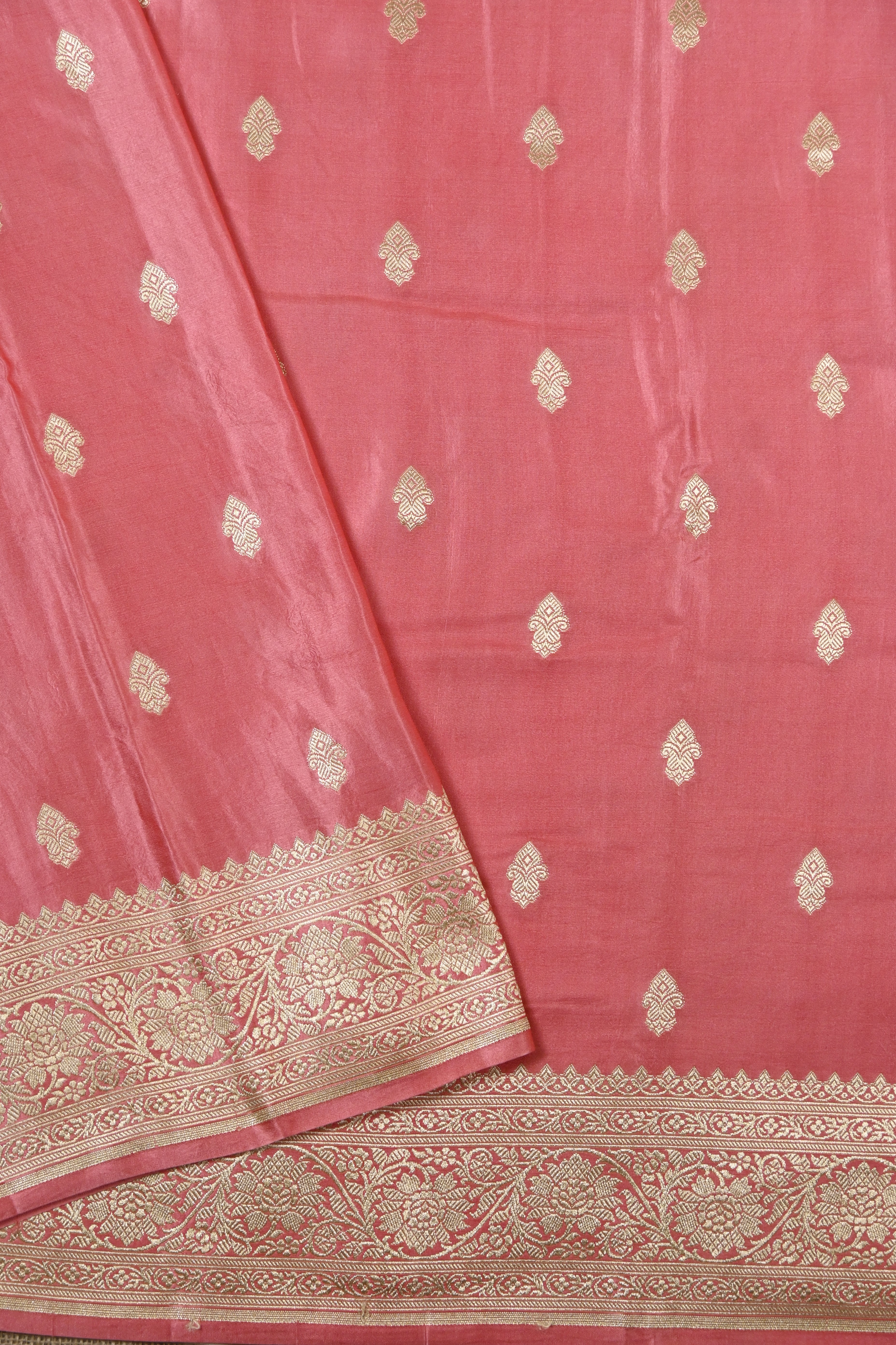 Pink Pure Banarasi Satin Mashru Silk Saree