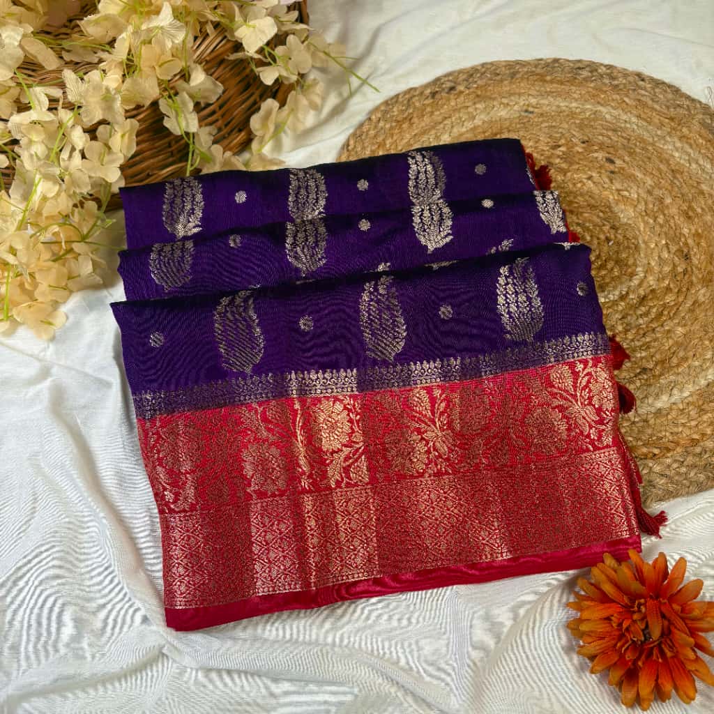 Purple Banarasi Dupiyan Silk Saree