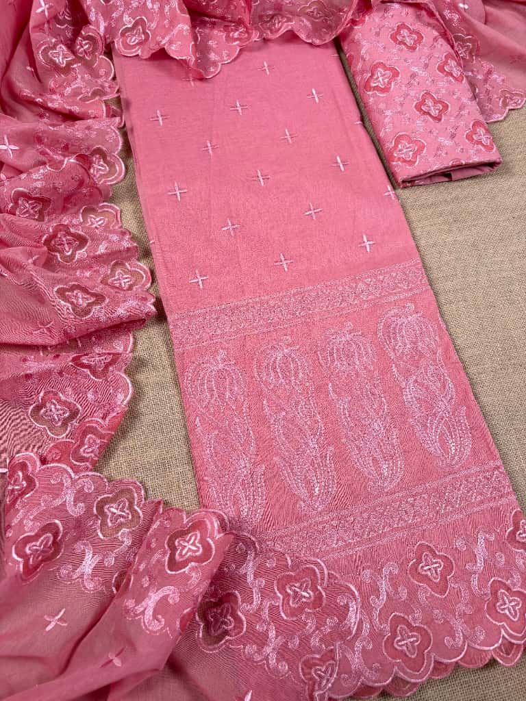 Pink Banarasi Cotton Suit