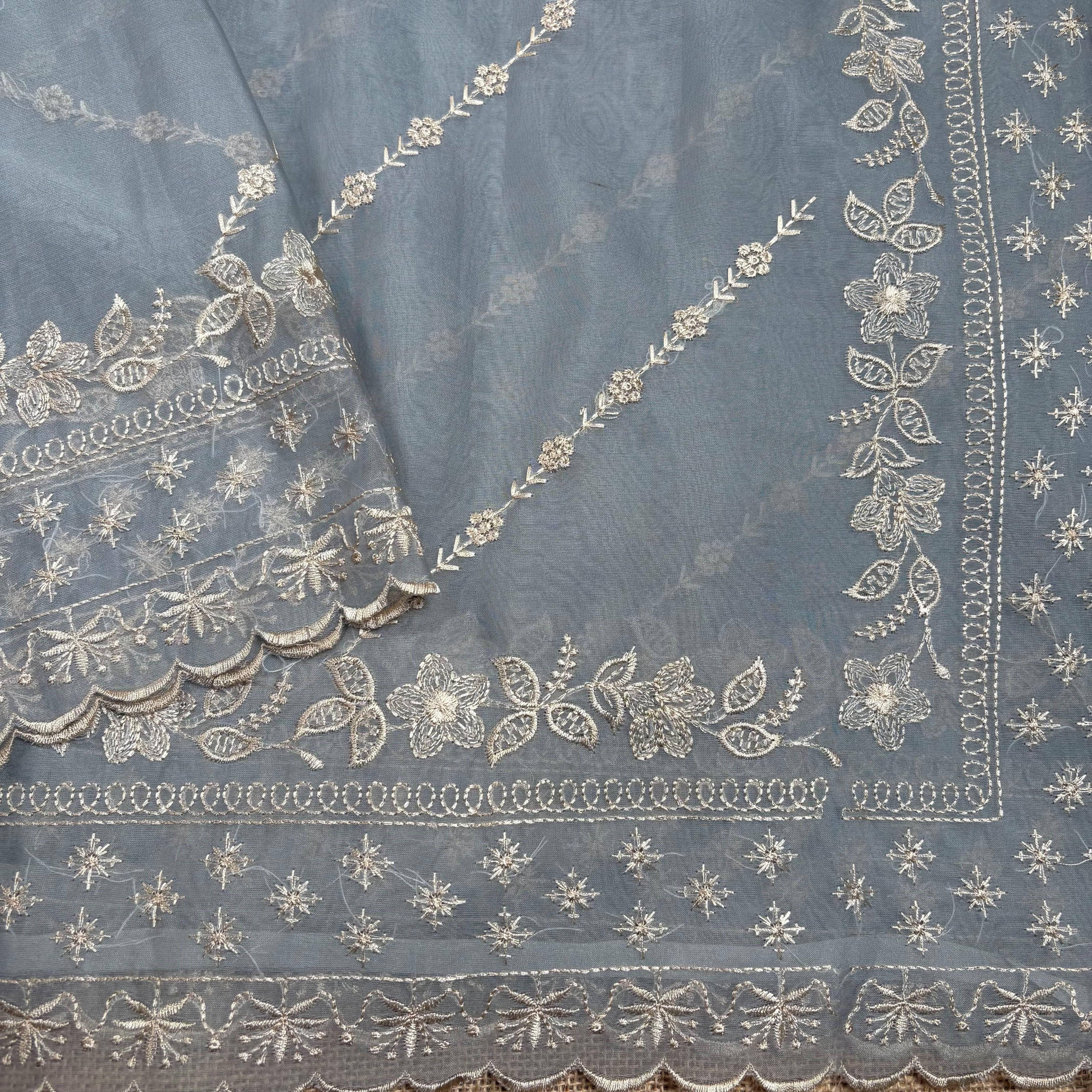 Grey Banarasi Softy Organza Silk Saree