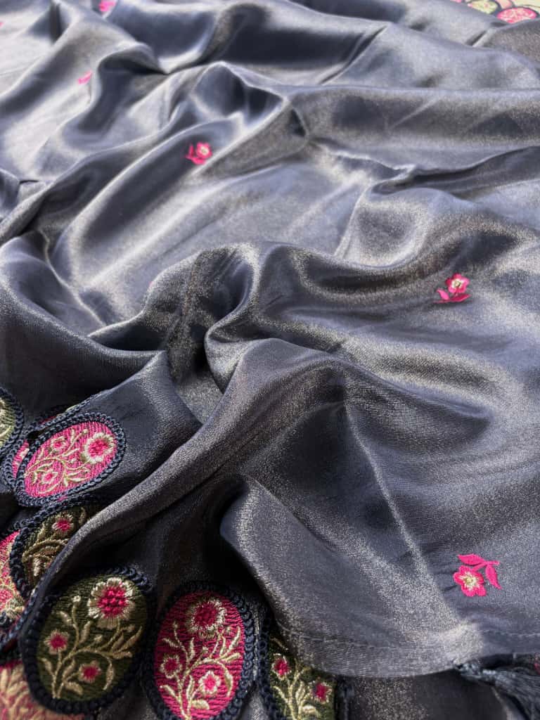 Navy Blue Banarasi Soft Georgette Tissue Suit