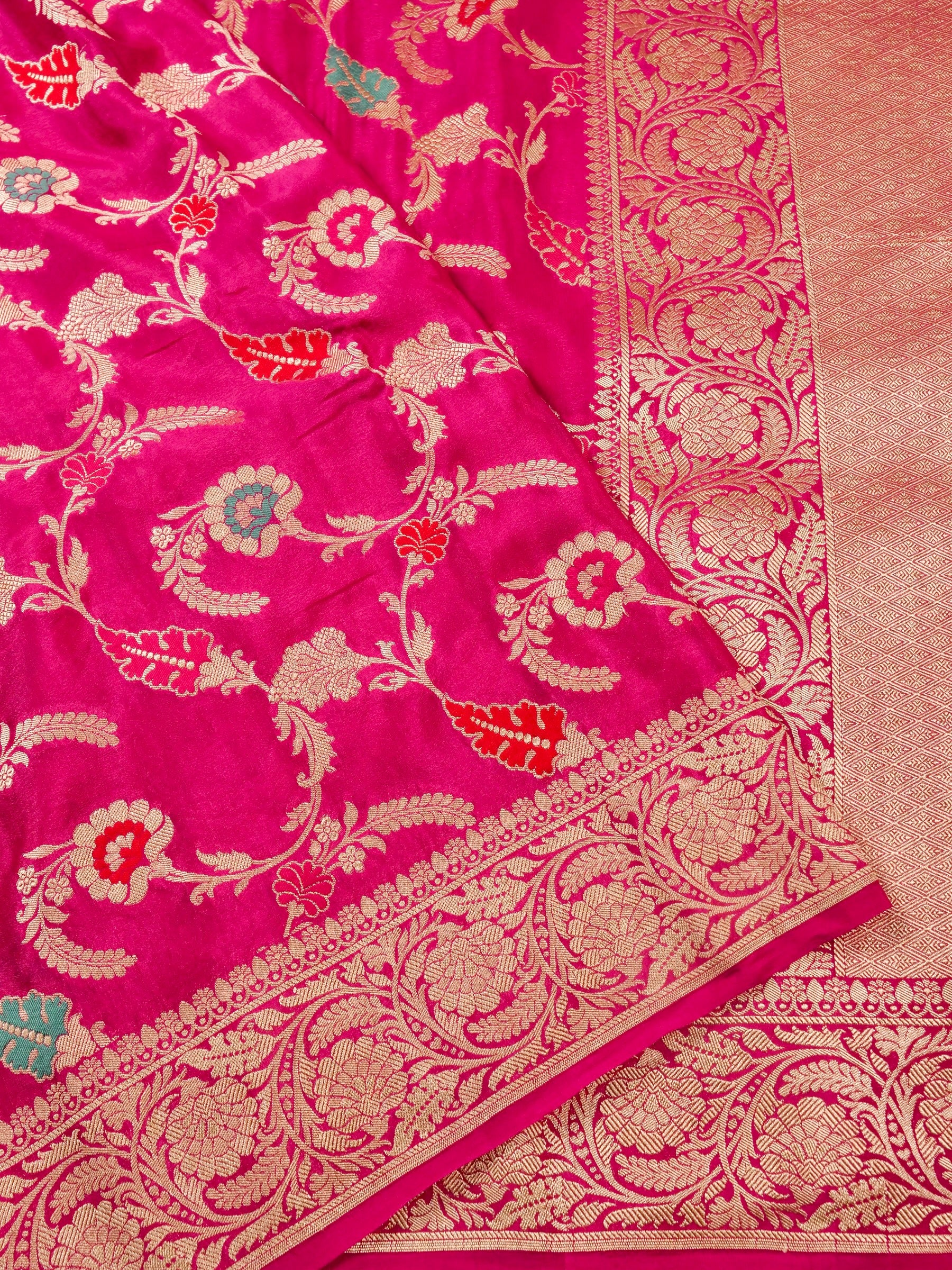 Handwoven Pink Banarasi Khaddi Silk Saree