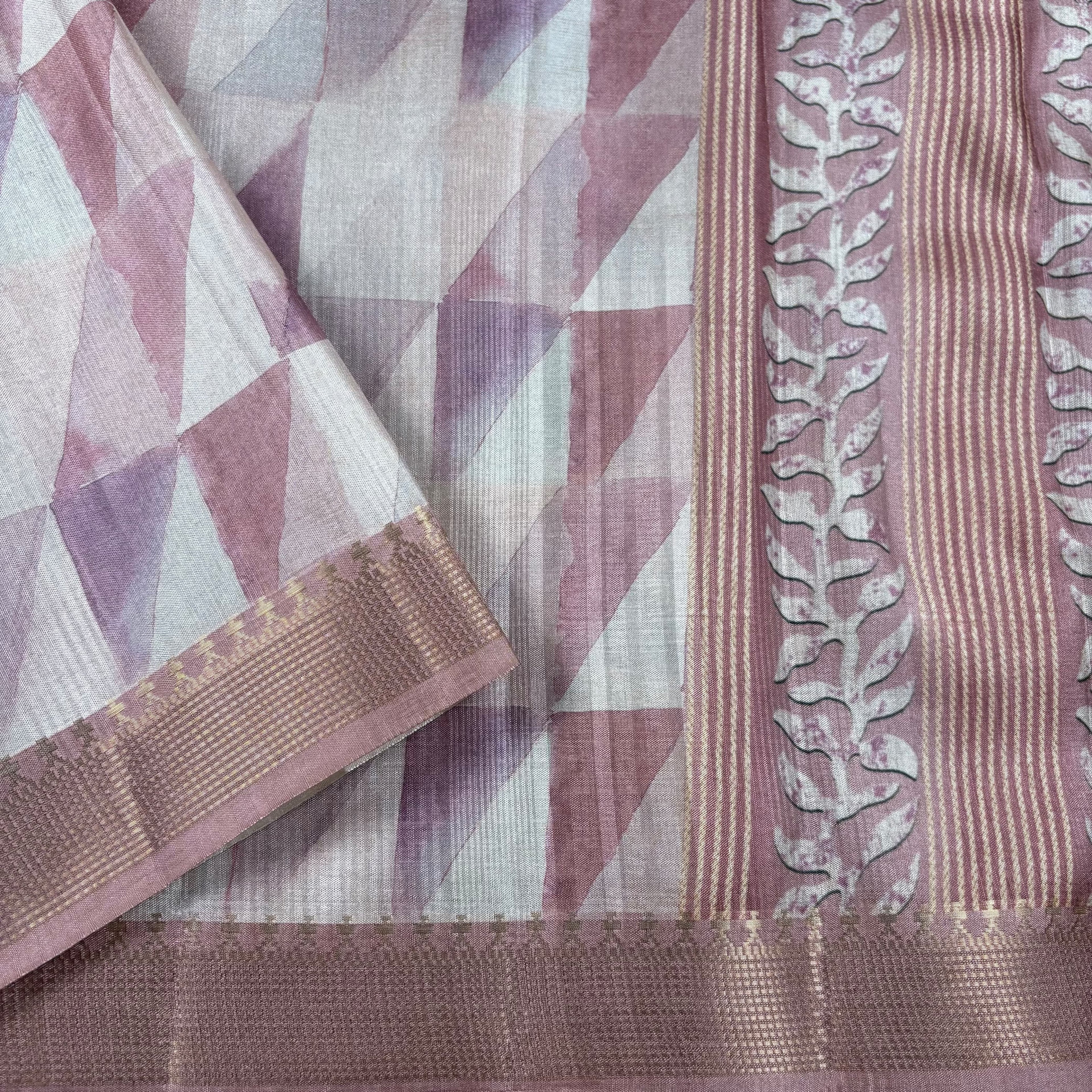 Lilac Banarasi Tussar Silk Saree