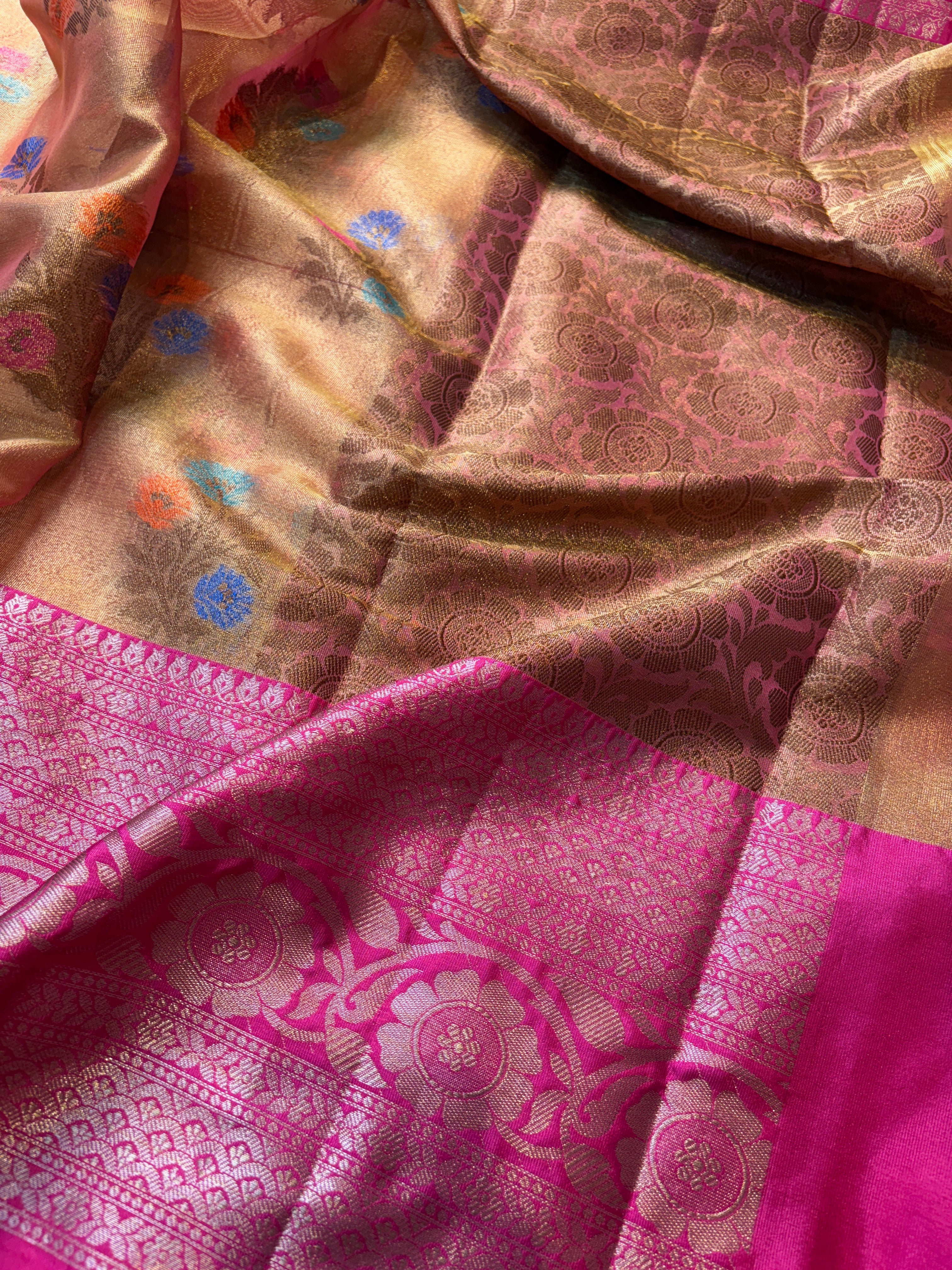 Contrast Banarasi Fancy Tissue Meena Saree