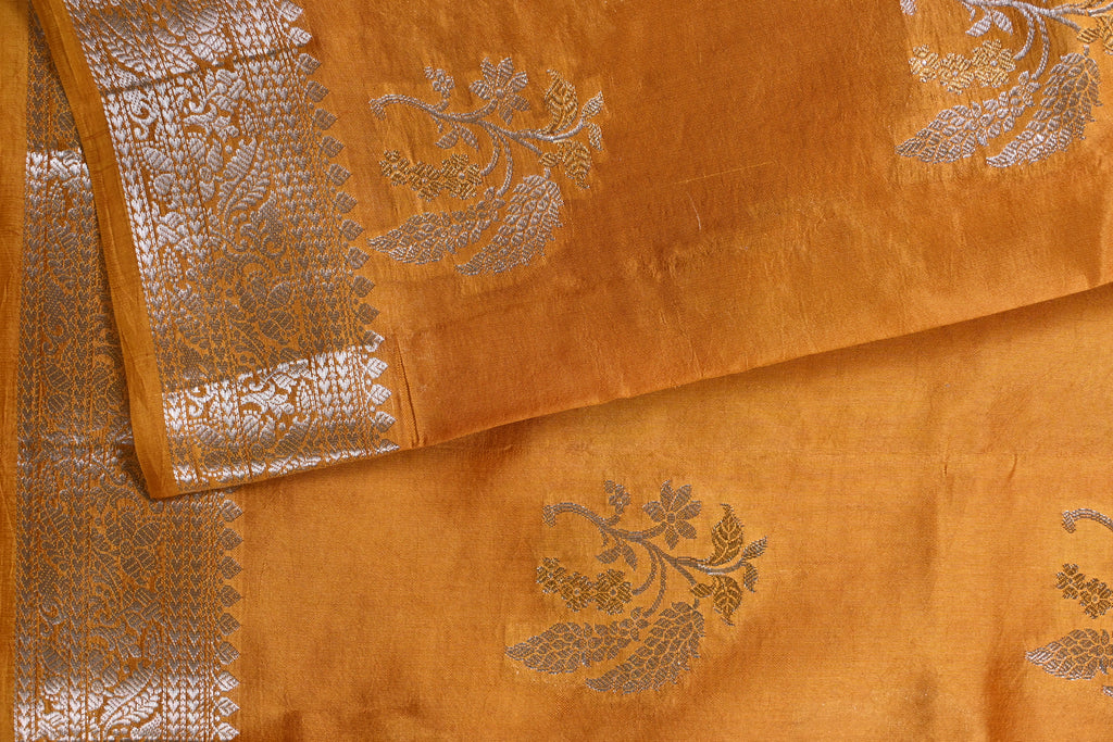 Orange Pure Banarasi Katan Silk Saree