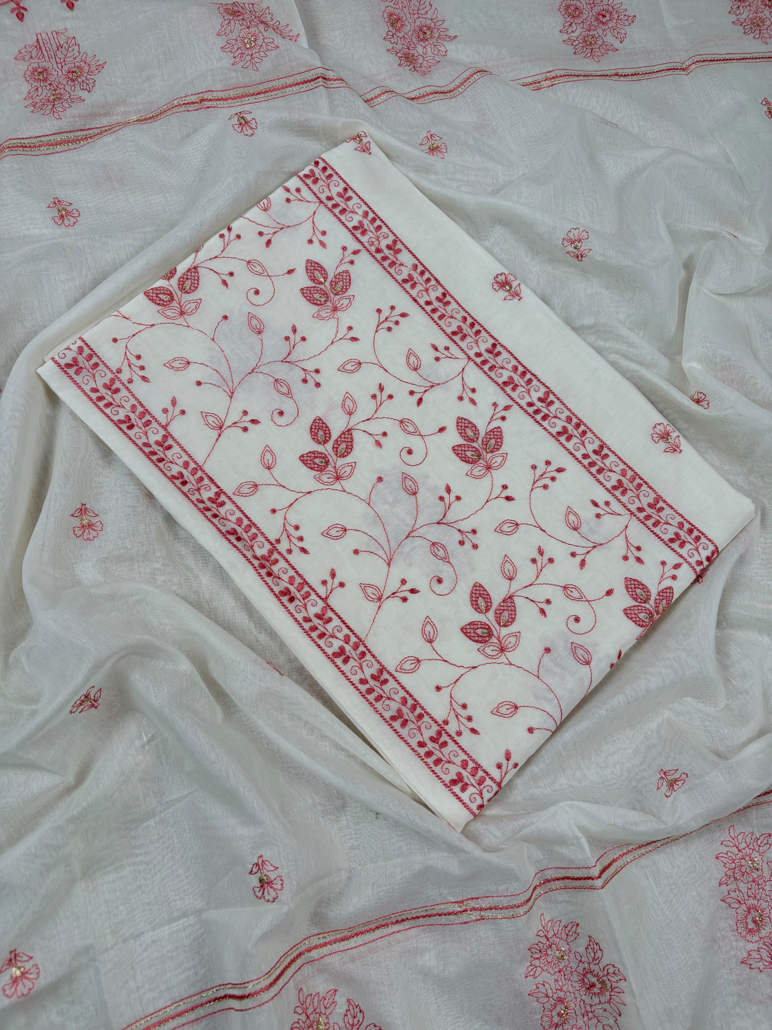 Off White Banarasi Chiniya Silk Suit