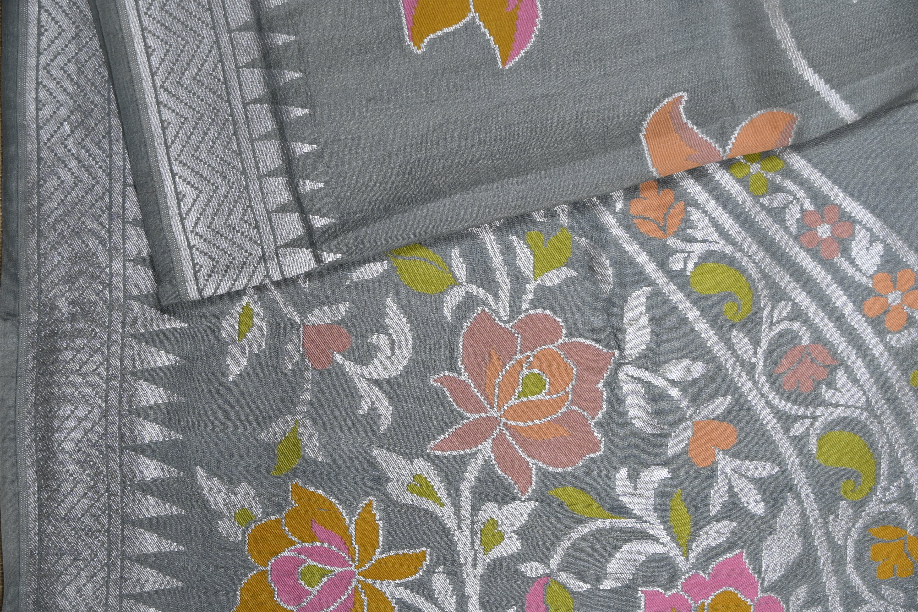 Loom Green Pure Banarasi Tussar Georgette Saree