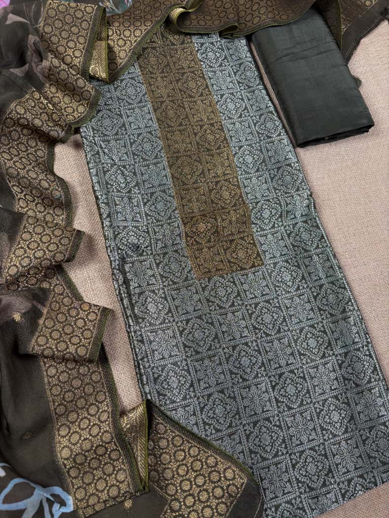 Black Banarasi Georgette Brocade Silk Suit